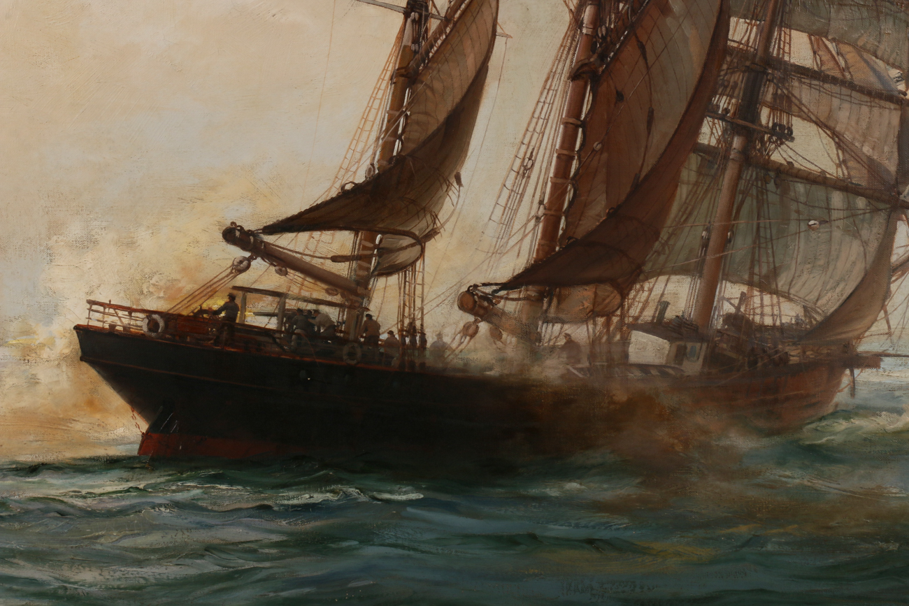 Montague J. Dawson Oil Painting "The QShip Mary Mitchell" EBTH