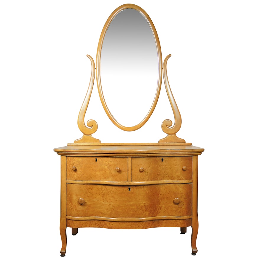 Late Victorian Birdseye Maple Dresser With Mirror By Upham Mfg