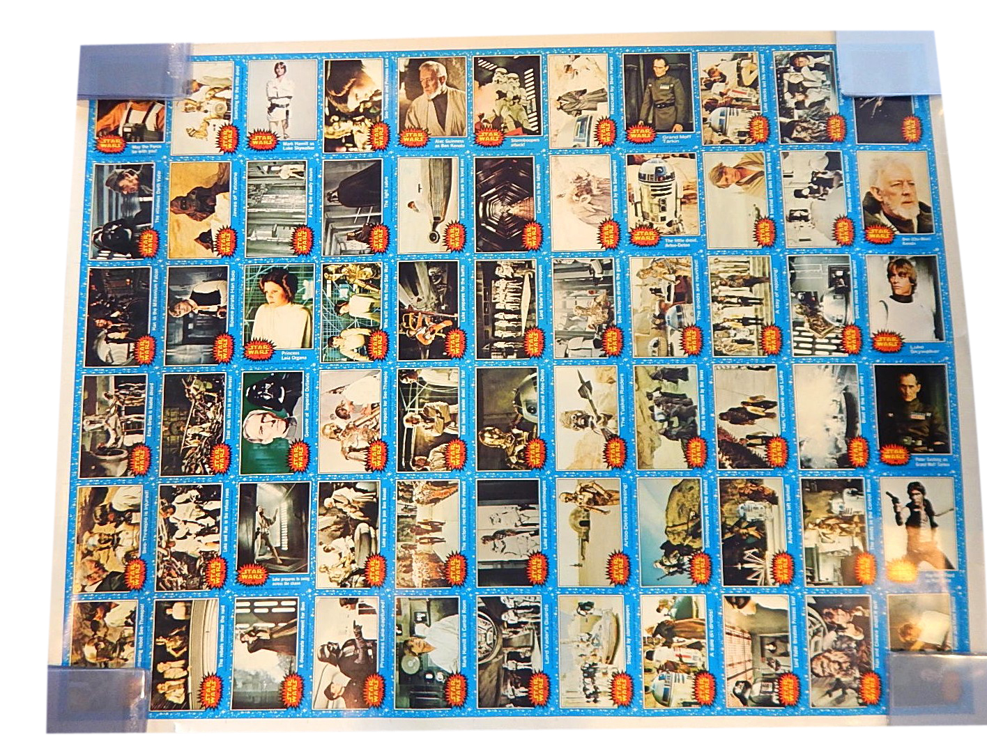 1977 Star Wars Un Cut Trading Card Sheet With Luke Skywalker Hans Solo More Ebth