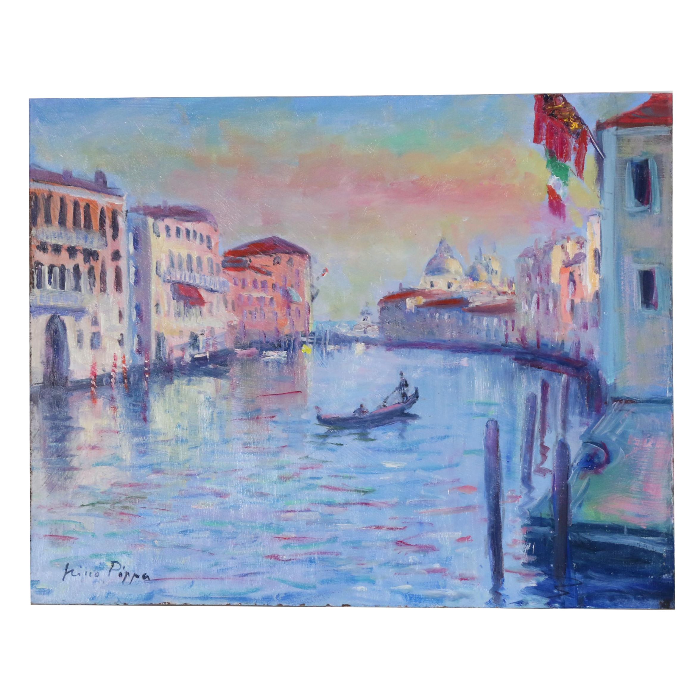 Nino Pippa Oil Painting Venice Twilight On The Grand Canal Ebth