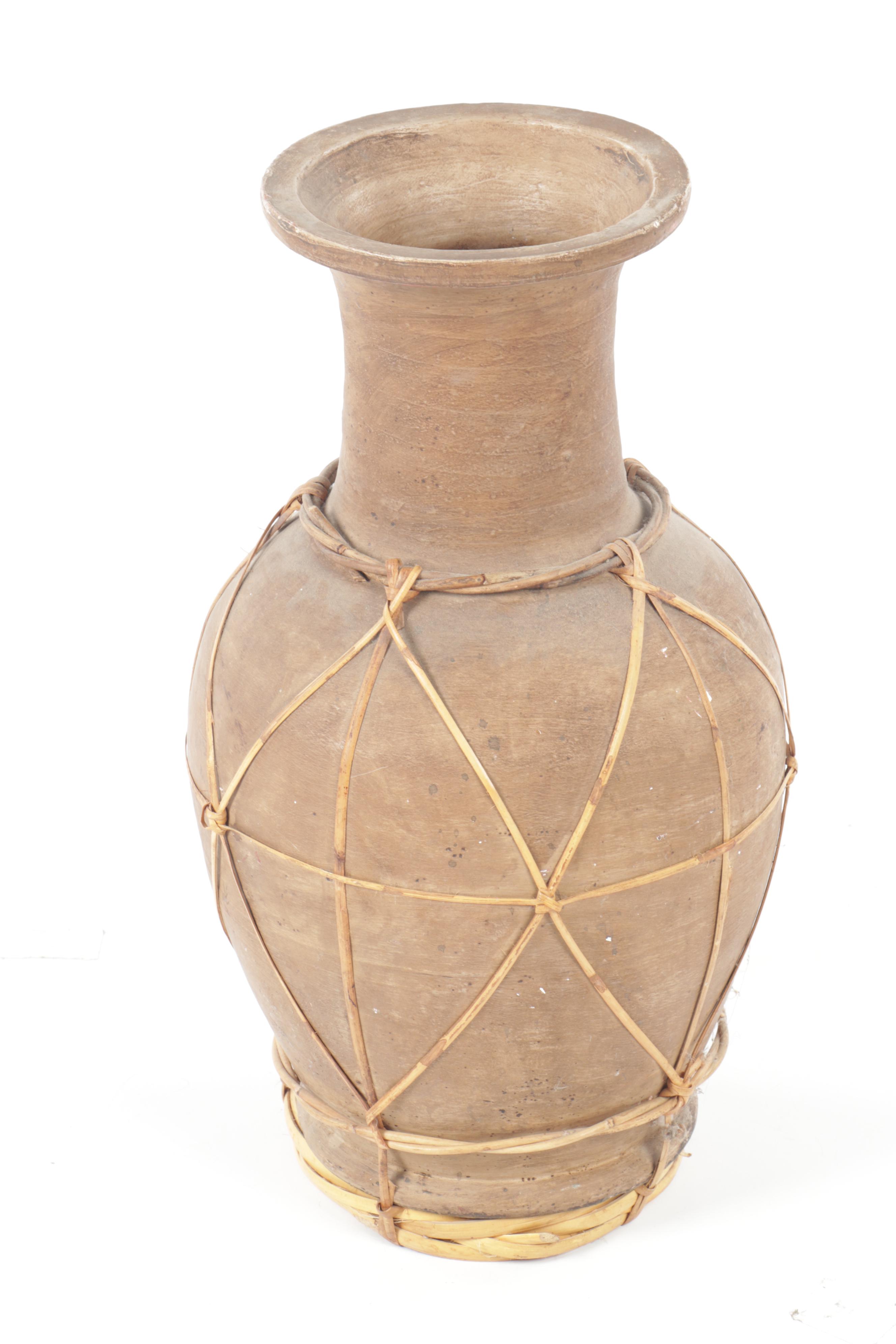 Wooden and Cowhide Flute and Rainstick with Ceramic Water Jug EBTH