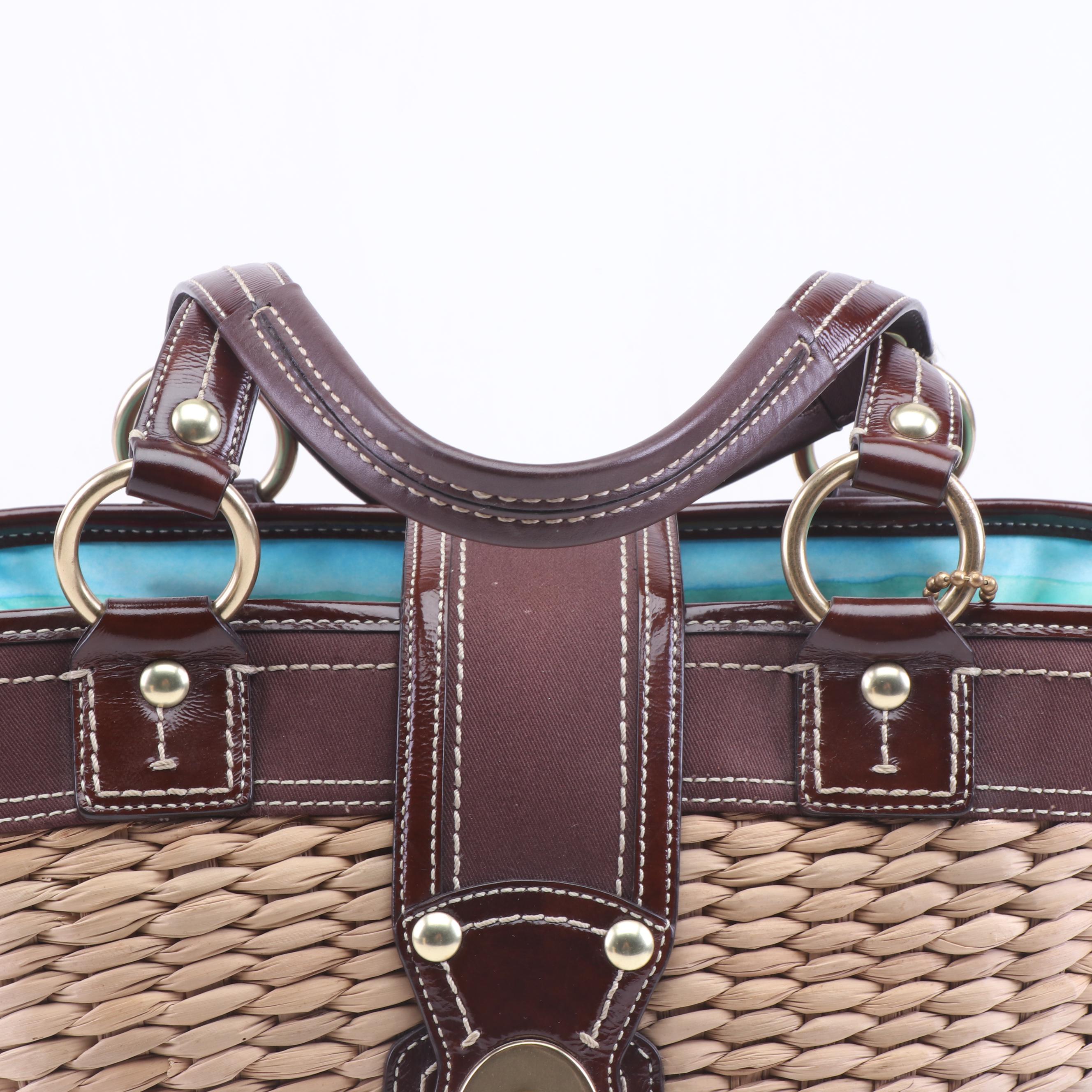 Coach Summer Straw Basket Tote Handbag EBTH
