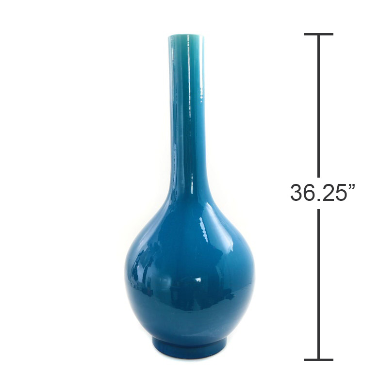 Monumental Monochrome Turquoise Glazed Floor Vase Qing Dynasty Ebth