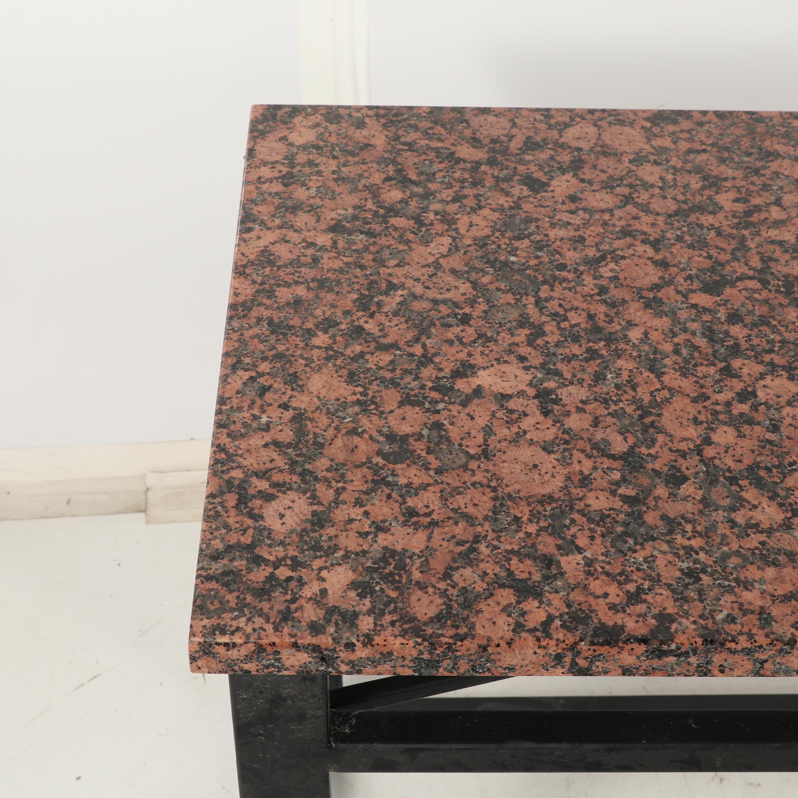 Contemporary Granite Top Console Table with Black Metal Base EBTH