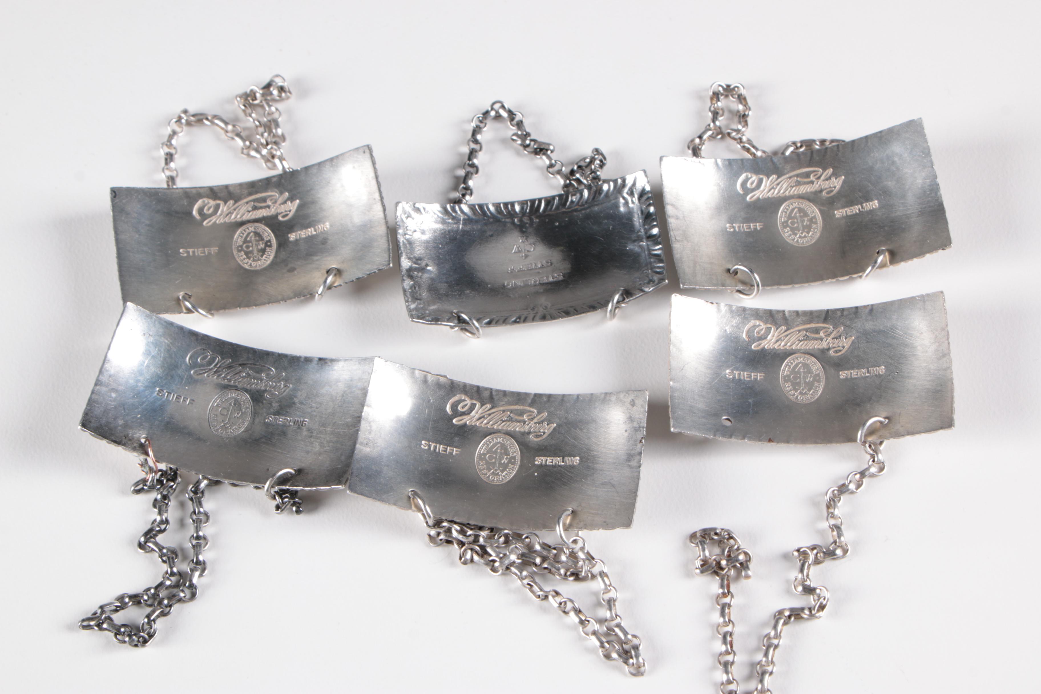 Stieff "Williamsburg" Sterling Silver Decanter Tags, 1950s EBTH