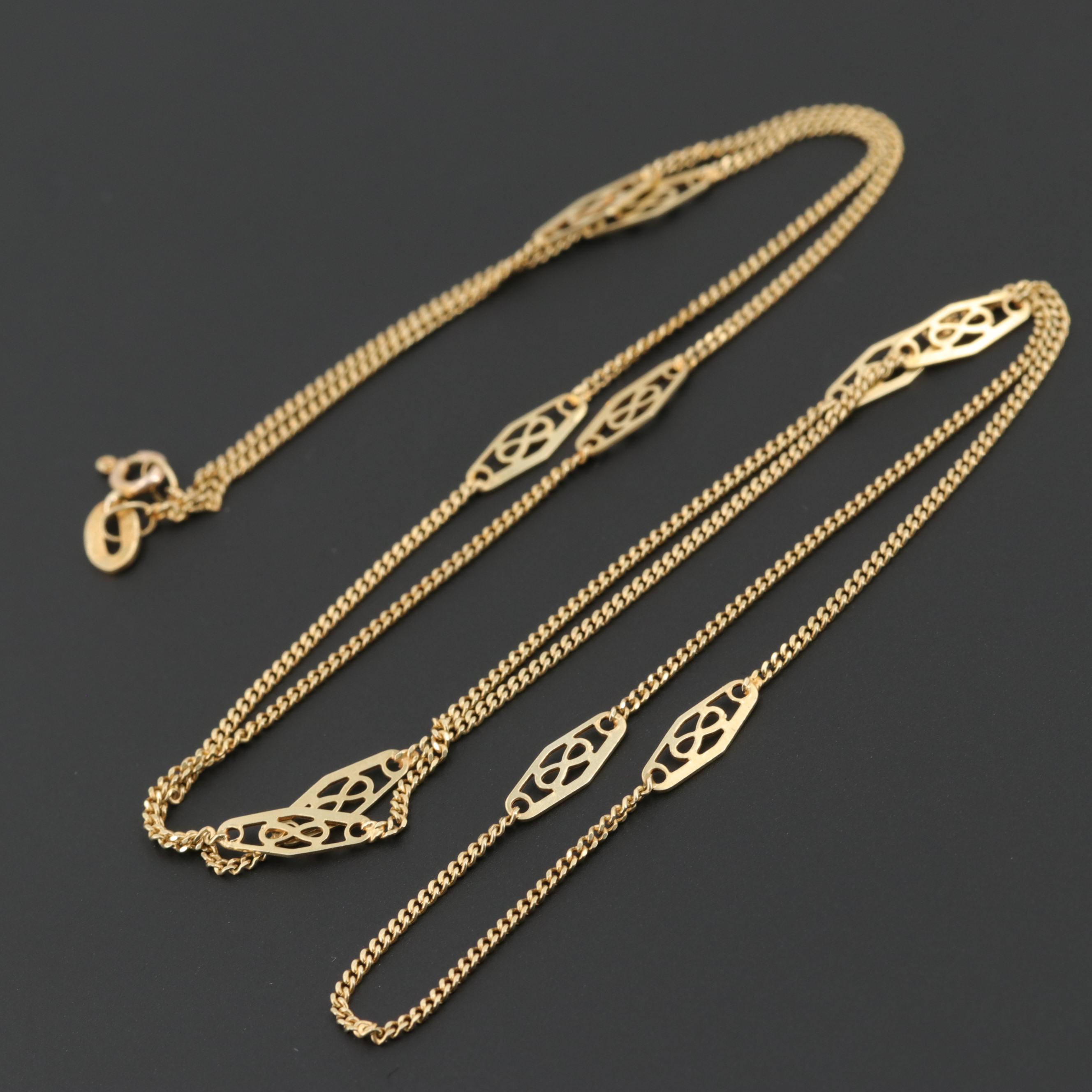 Vintage 14K Yellow Gold Station Necklace EBTH