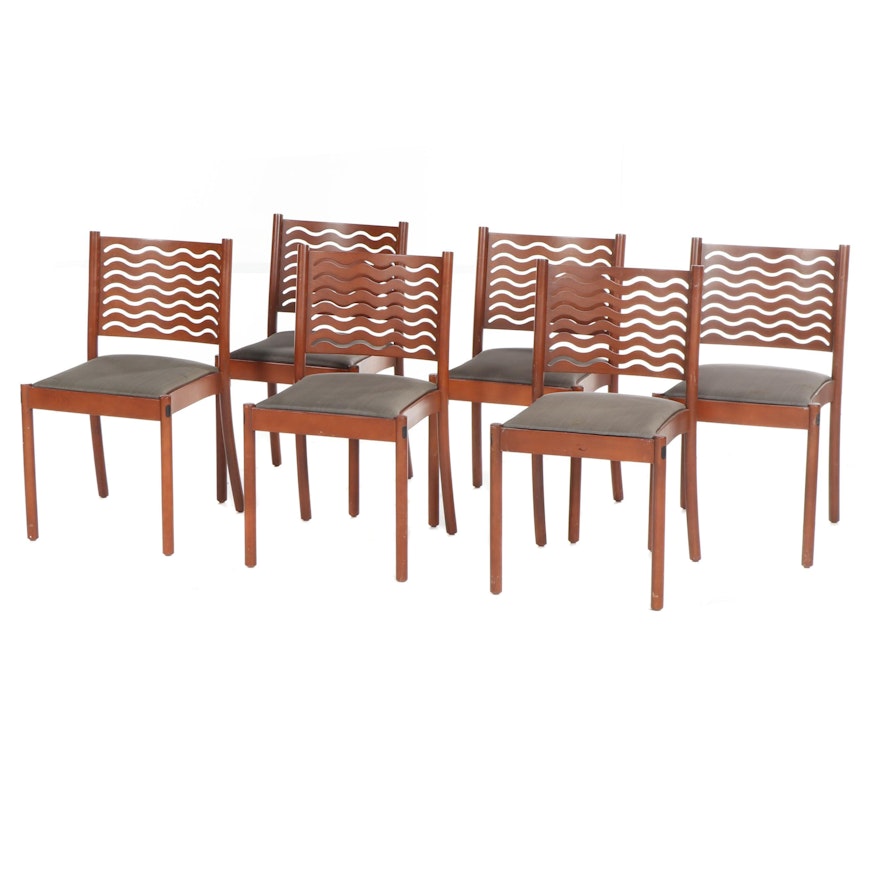 Six Modern Style Atelier International Wooden Side Chairs With