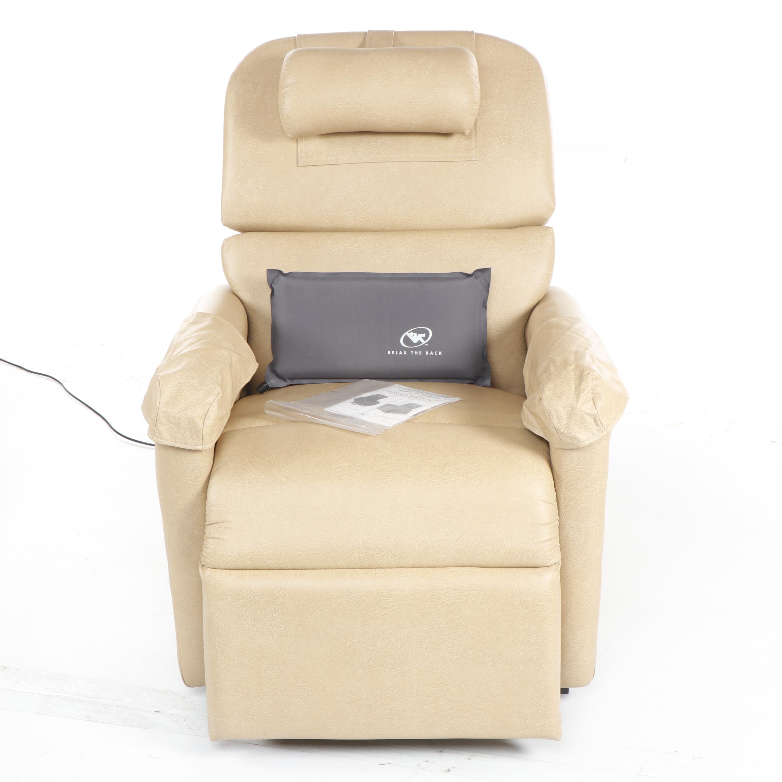 "Zero Gravity Lift Chair" by Relax The Back in Tan Faux Leather EBTH