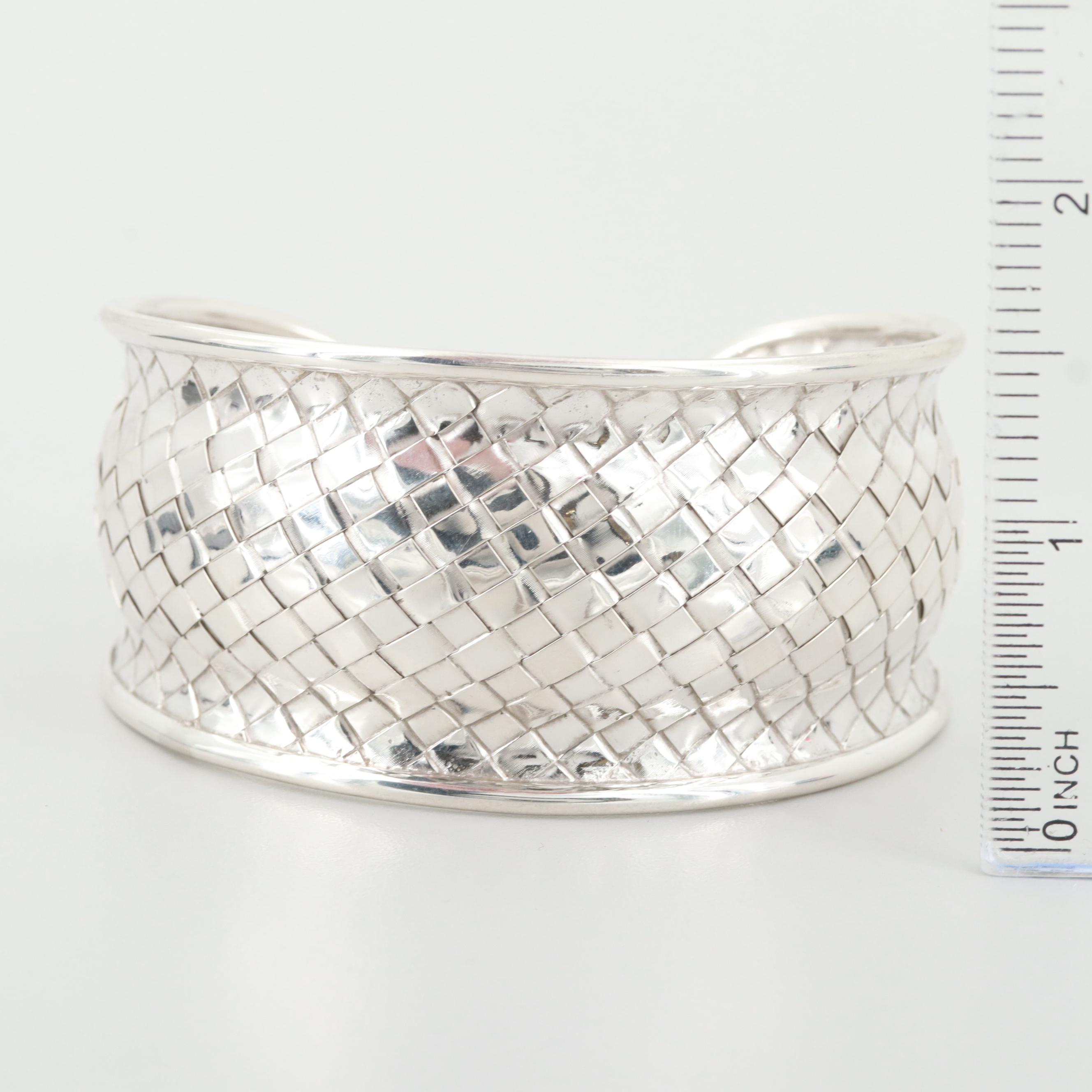 Sterling Silver Basket Weave Cuff Bracelet EBTH