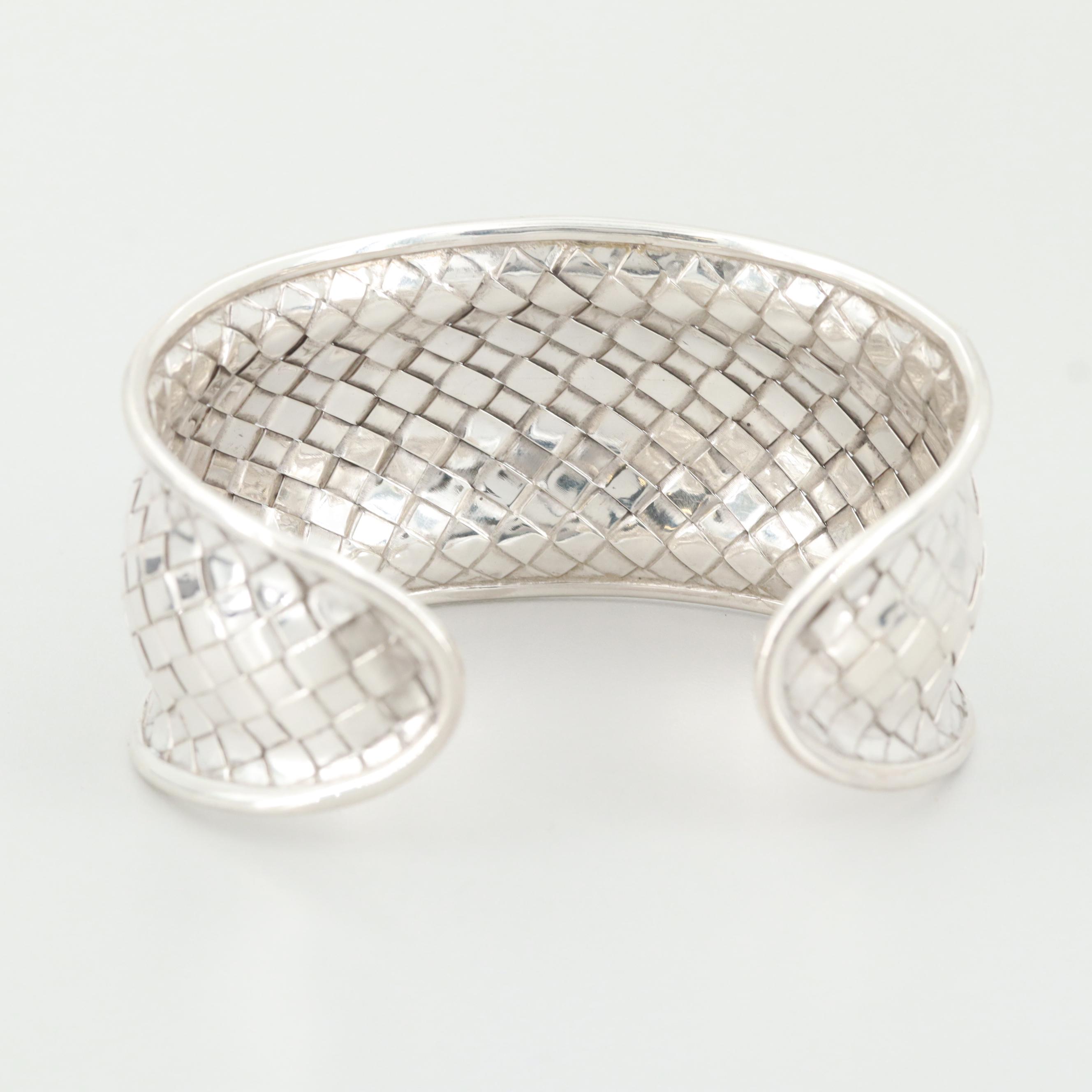 Sterling Silver Basket Weave Cuff Bracelet EBTH