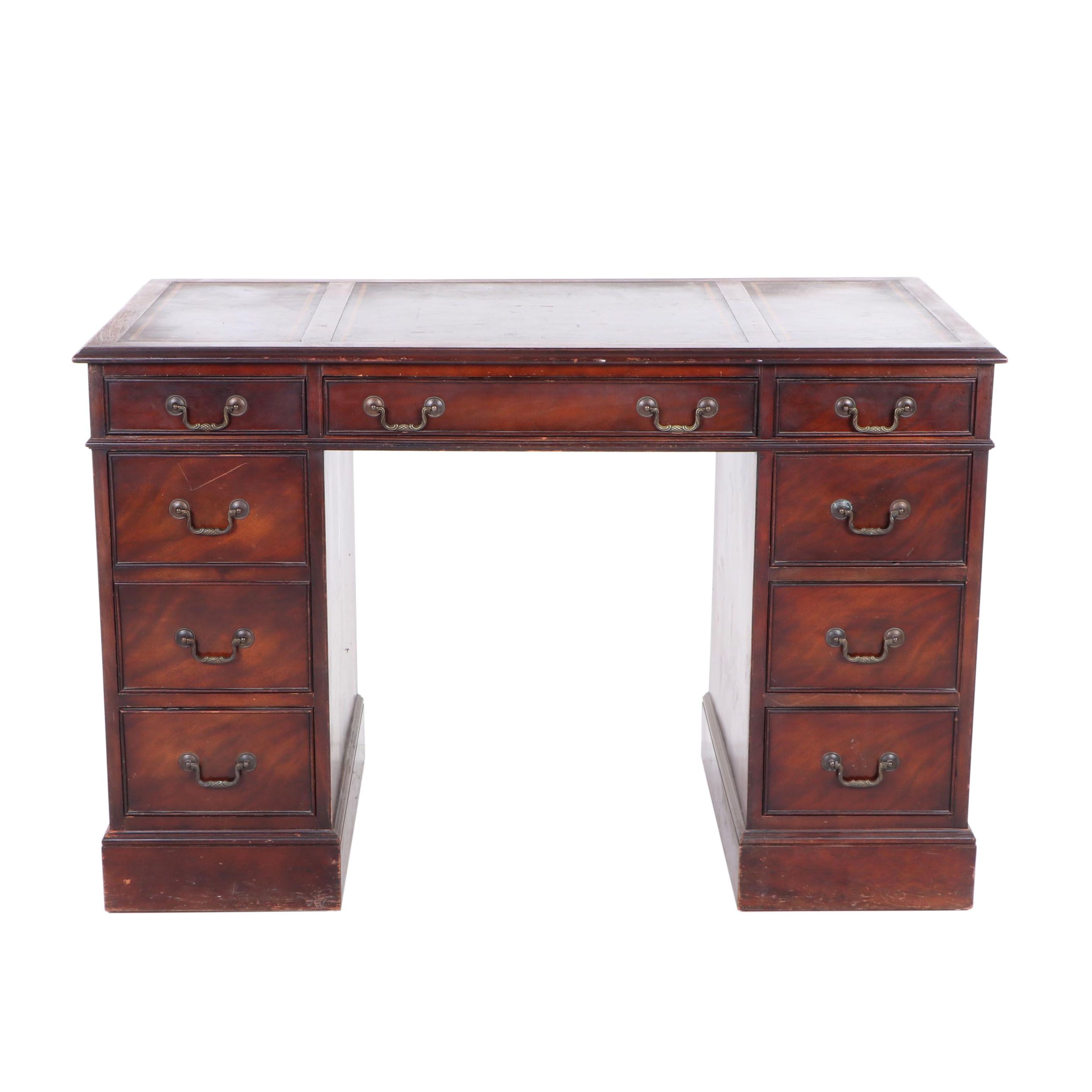 Paine Furniture Company Leather Top Executive Desk Ebth