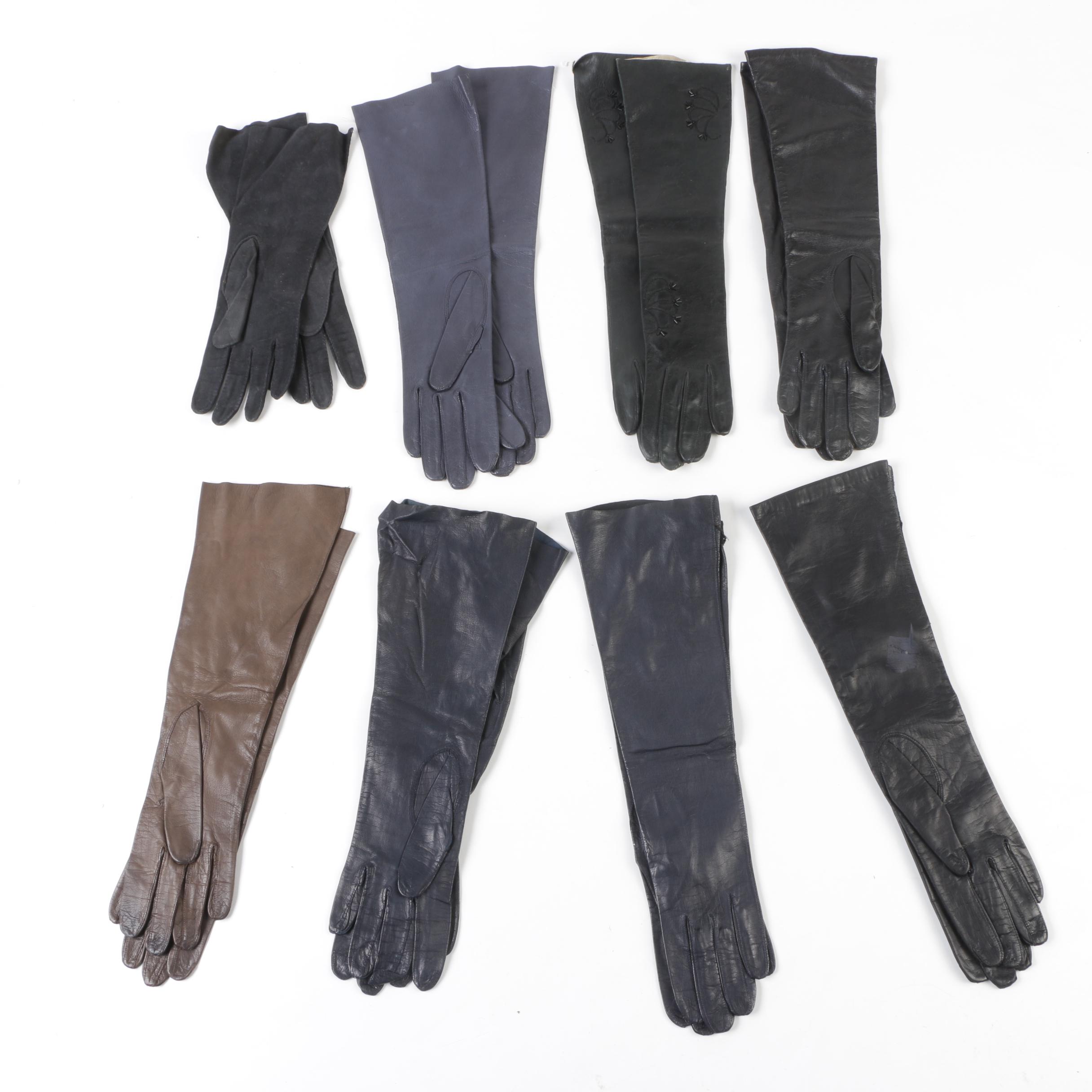 Women's Elbow Length Leather Dress Gloves Including Le Gant Tréfousse