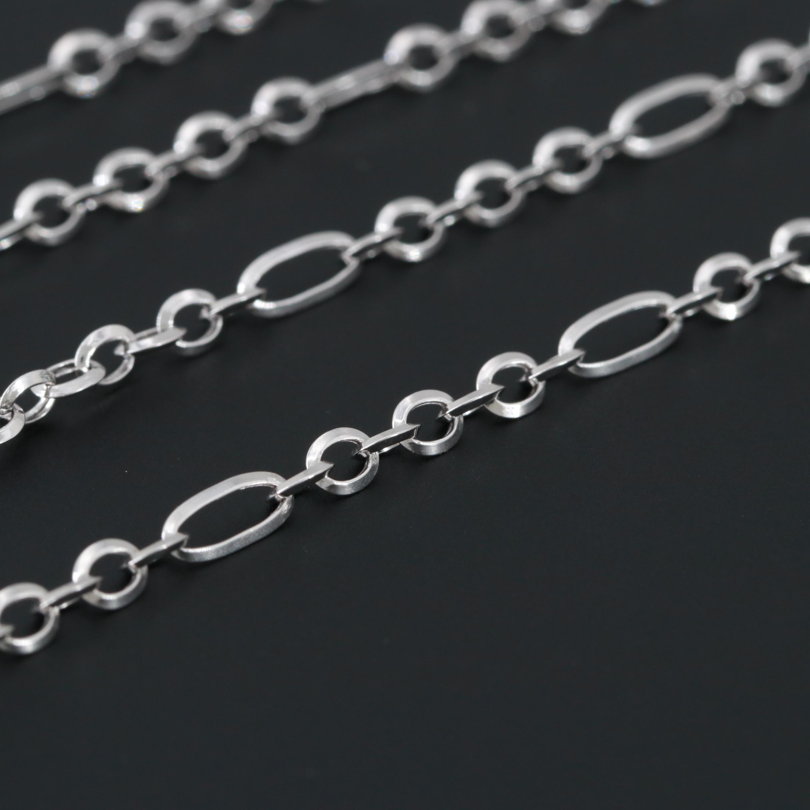 14K White Gold Figaro Chain Necklace EBTH