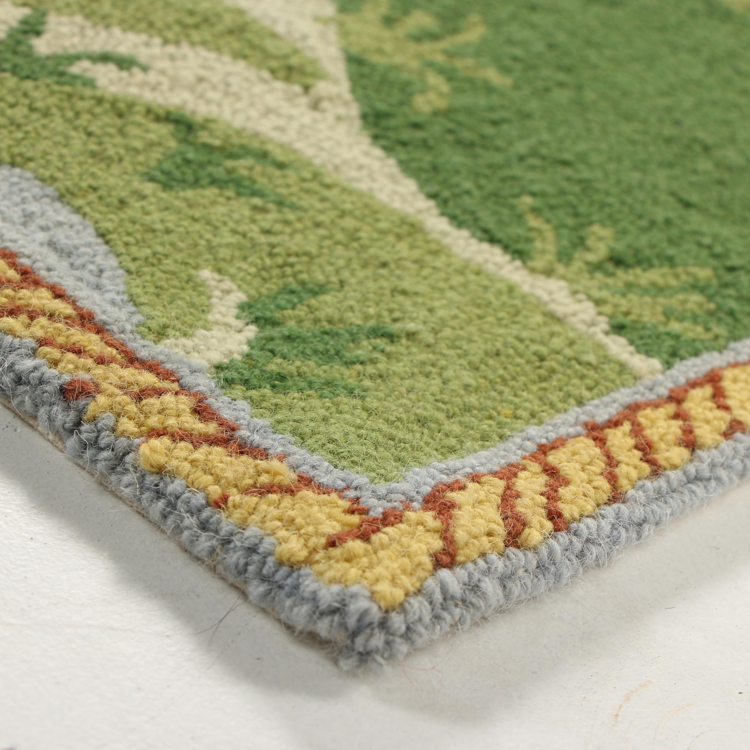 Hooked Western Themed Wool Floor Mat EBTH