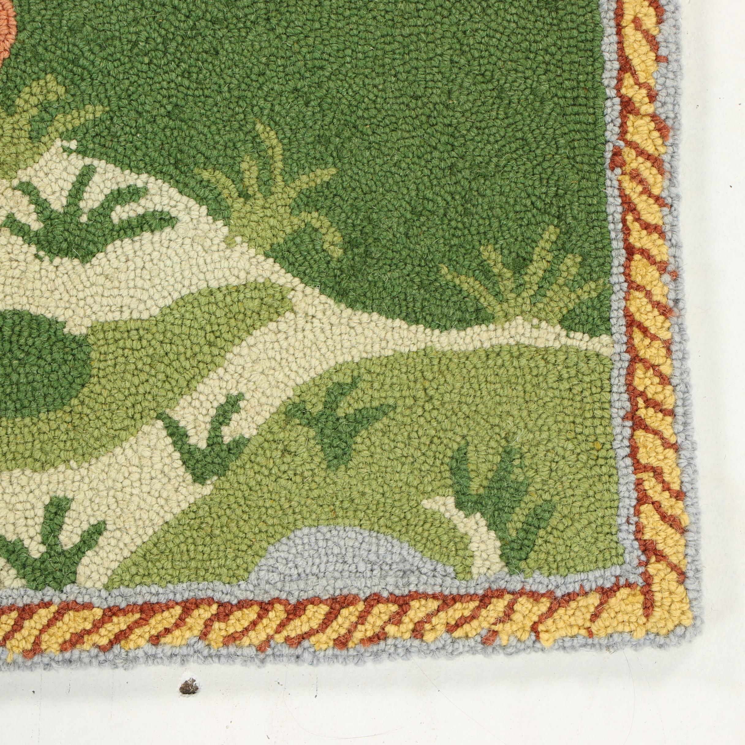 Hooked Western Themed Wool Floor Mat EBTH