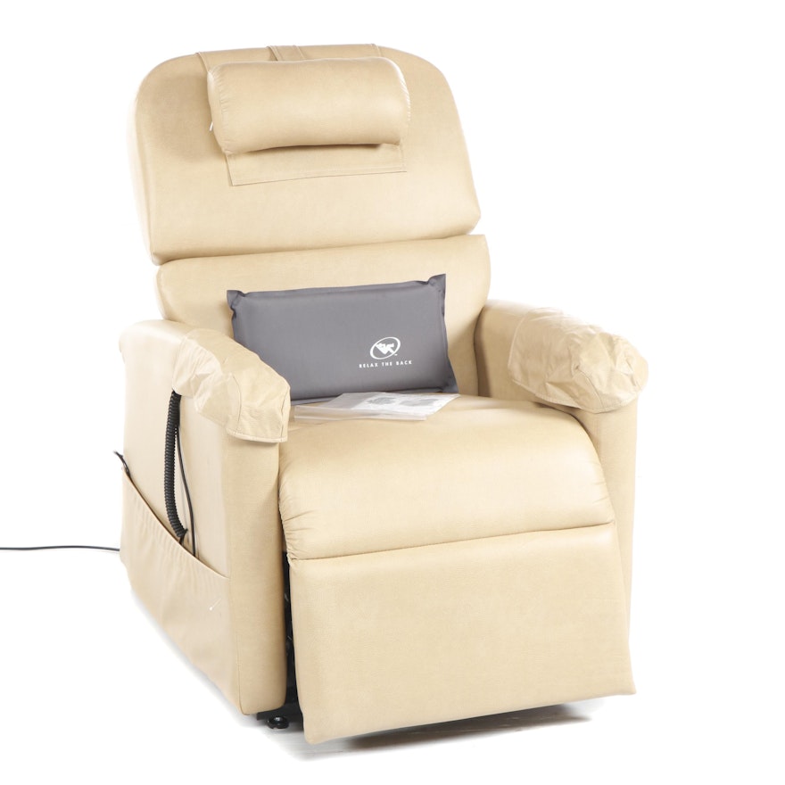 Zero Gravity Lift Chair By Relax The Back In Tan Faux Leather Ebth