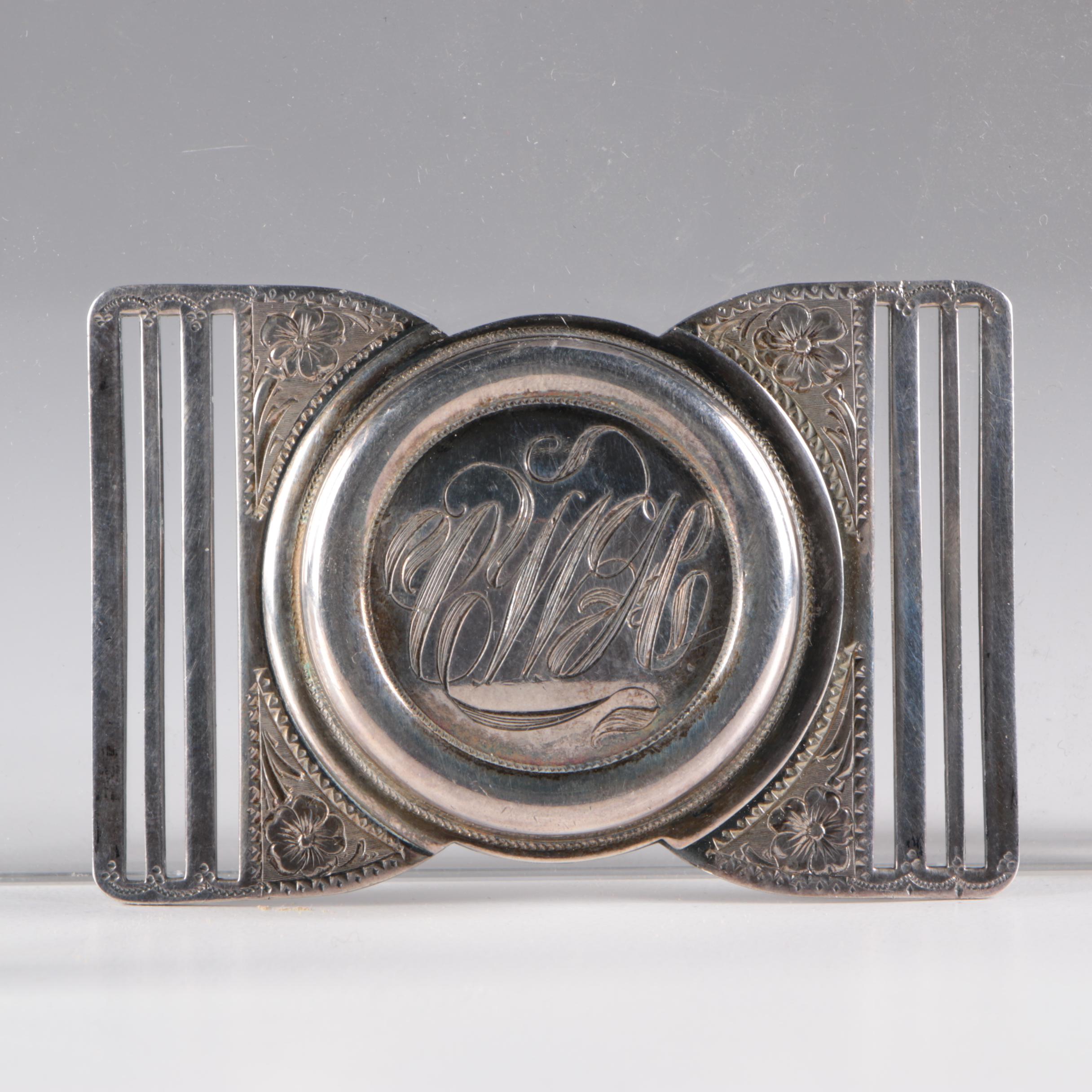 silver monogram belt buckle