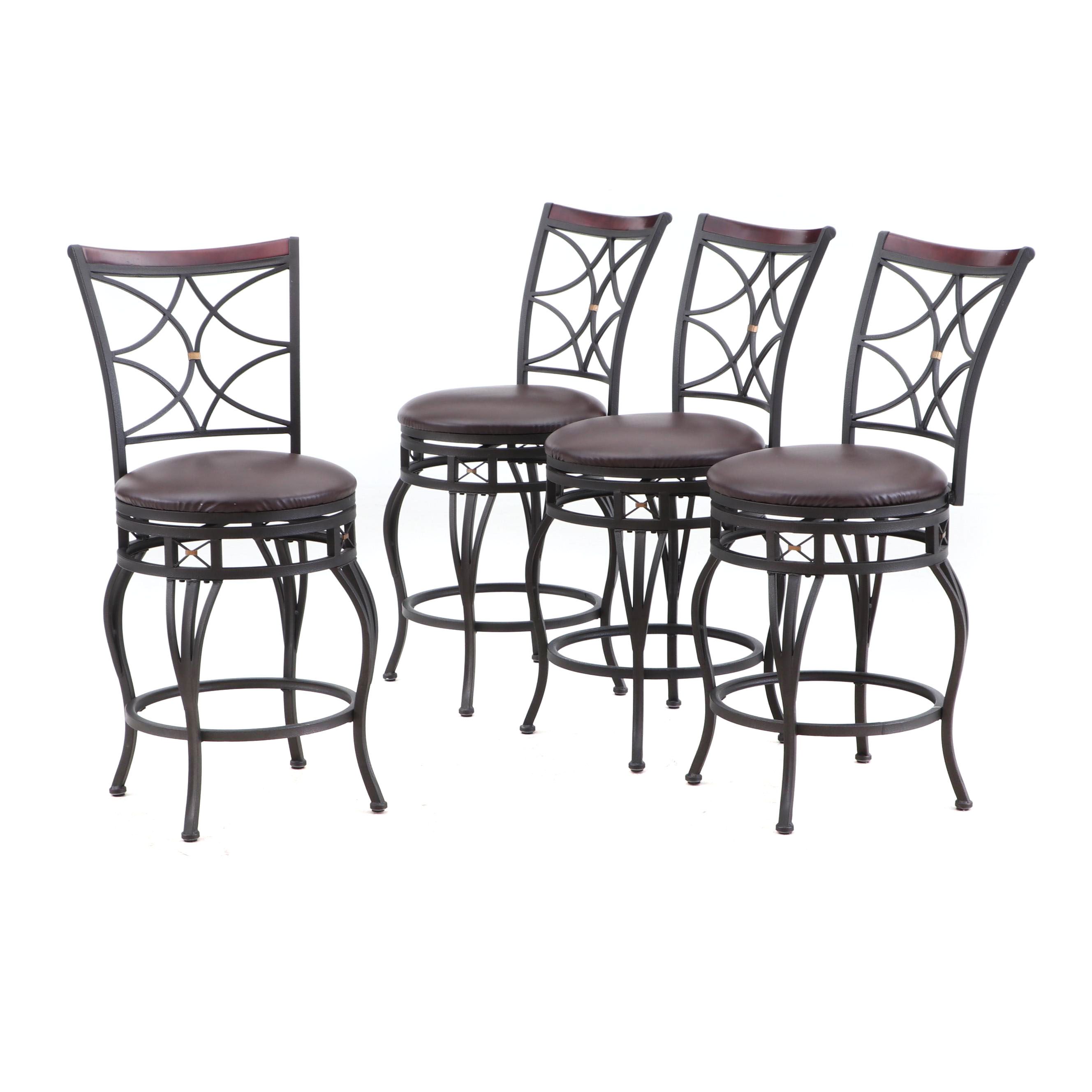 Contemporary Metal and Mahogany Finish Bar Stools for Cheyenne
