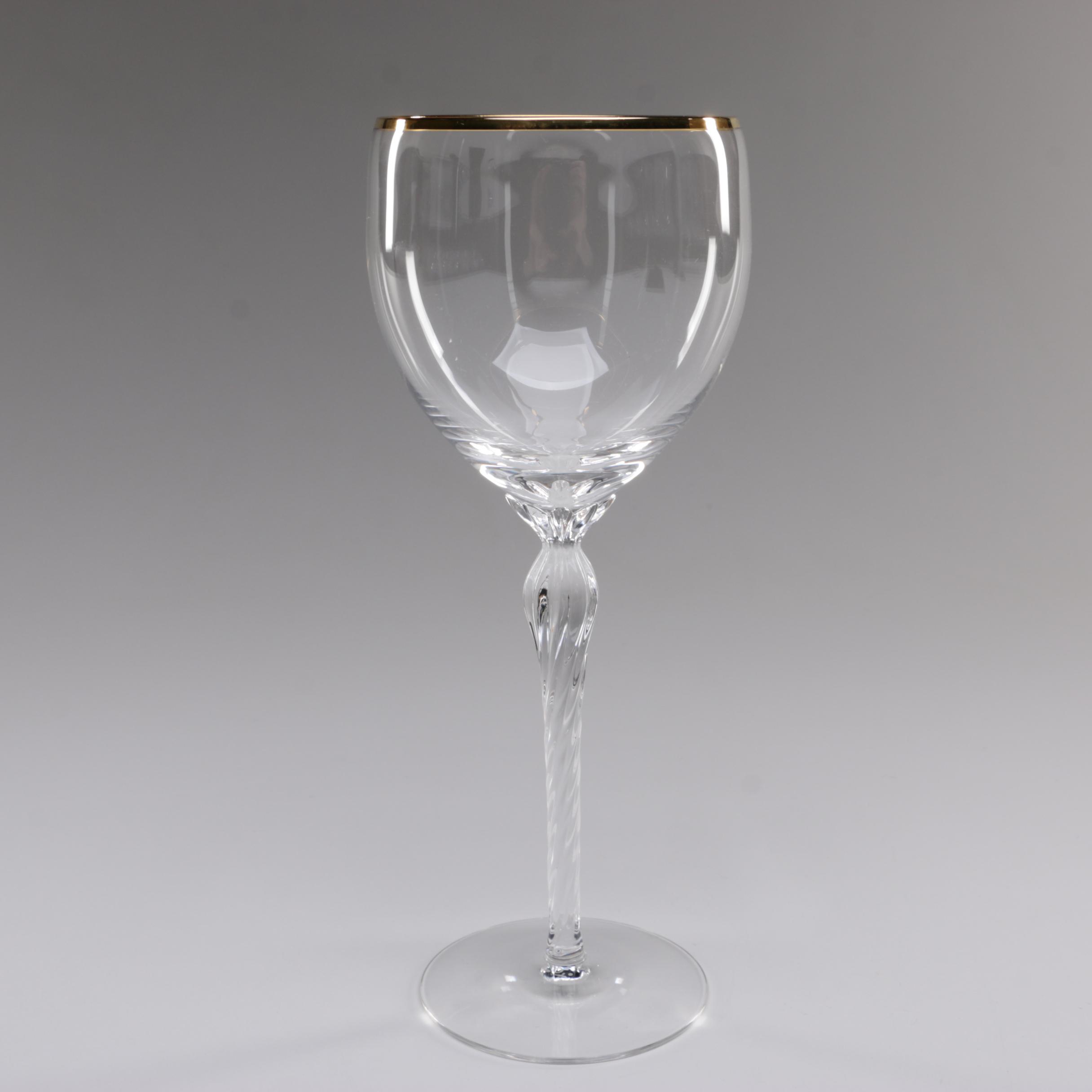Lenox Gold Rim "Monroe" Crystal Wine Glasses, Late 20th/Early 21st Century EBTH