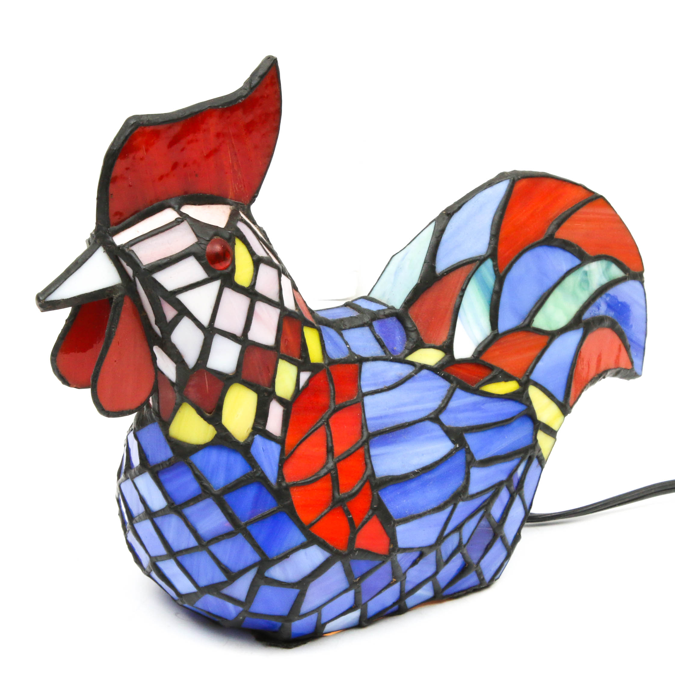 Contemporary Stained Glass Rooster Lamp EBTH