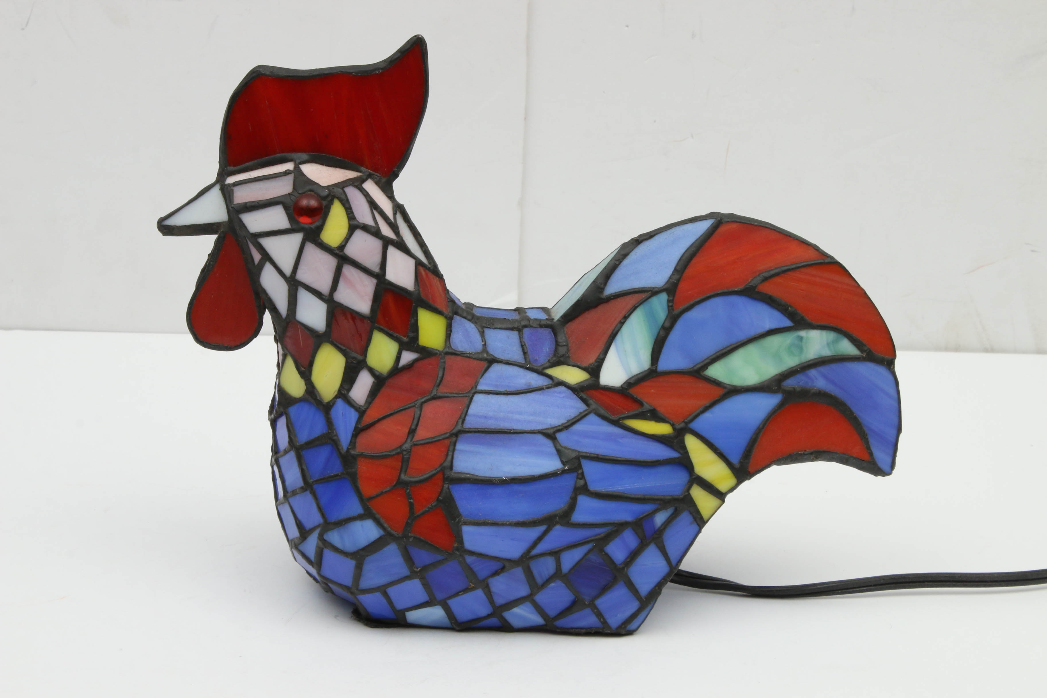 Contemporary Stained Glass Rooster Lamp EBTH