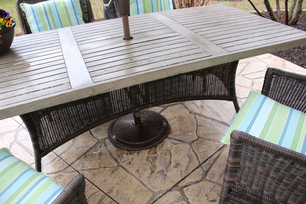 Smith & Hawken Wicker Outdoor Patio Dining Table with Chairs and ...
