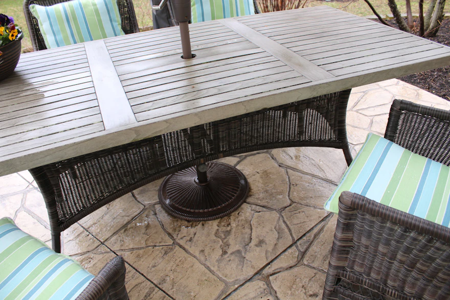 Smith & Hawken Wicker Outdoor Patio Dining Table with Chairs and ...