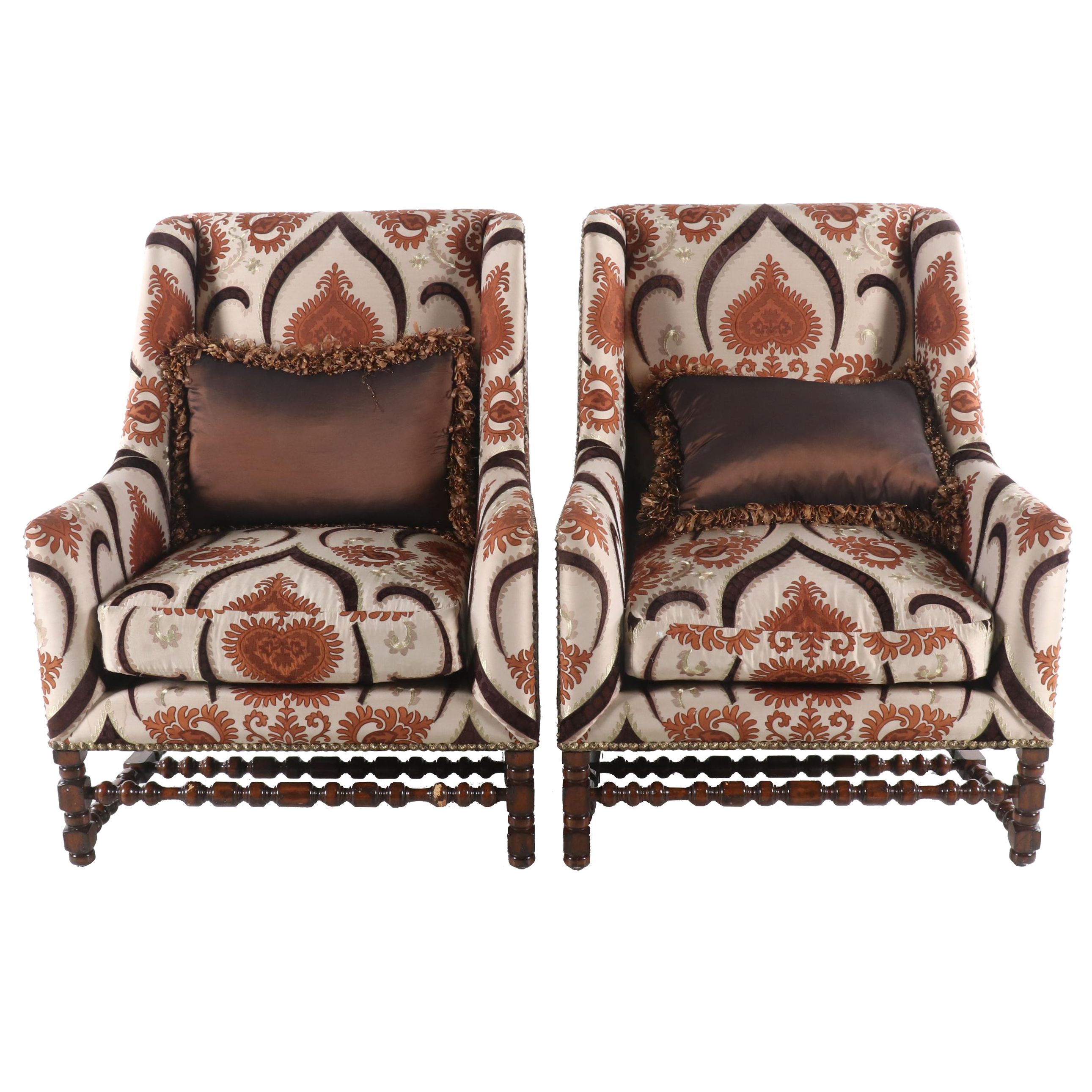 Marge Carson Gibson Lounge Chairs with Matching Pillows, Contemporary