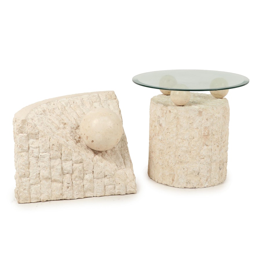 White Stone And Glass Coffee Table