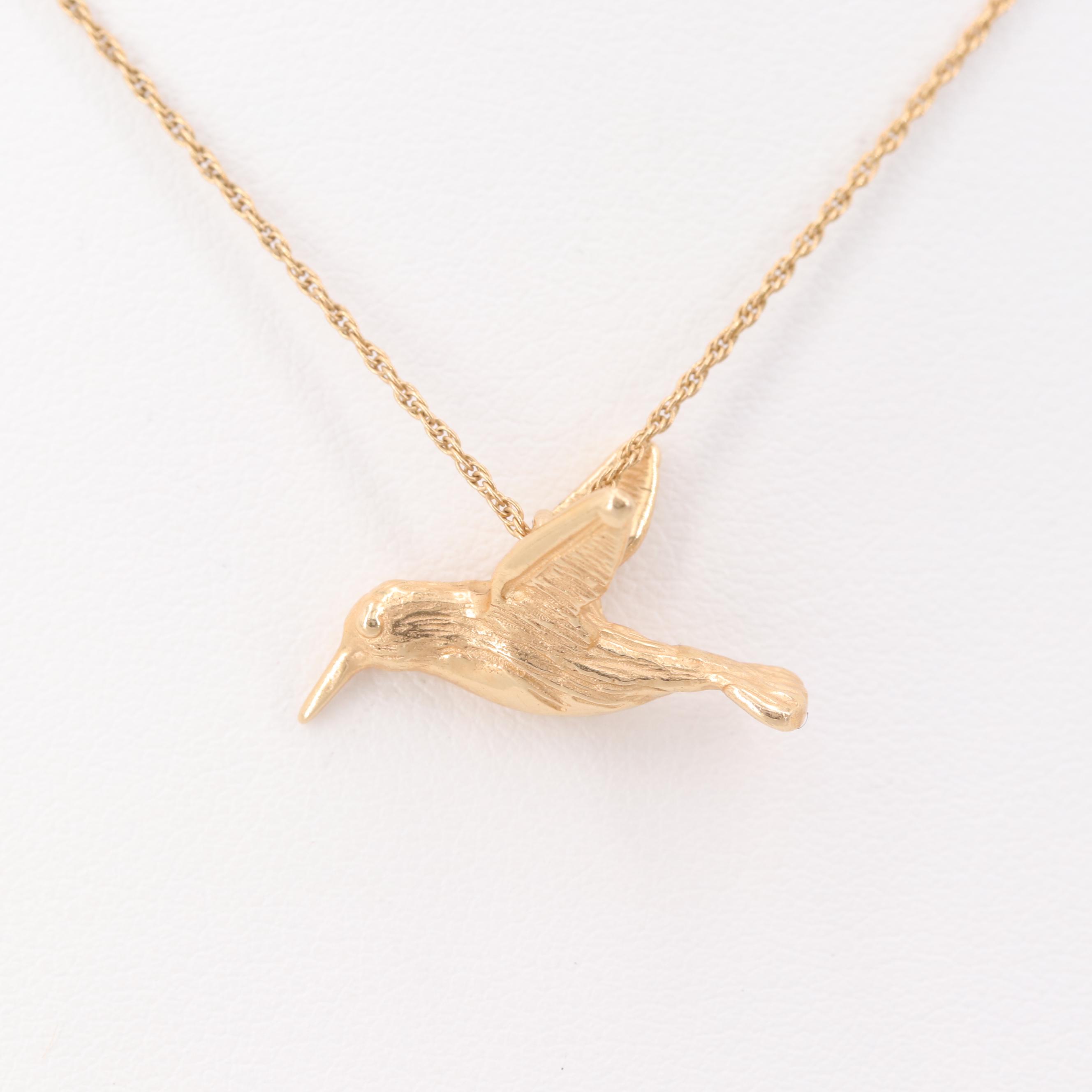 14k gold hummingbird pendant