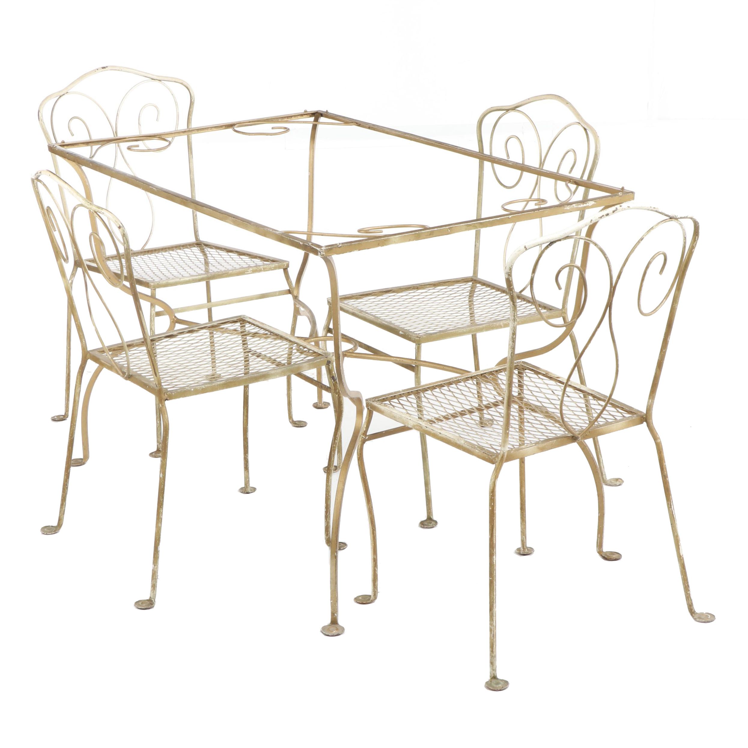 Gold Painted Wrought Iron Patio Chairs And Dining Table Base