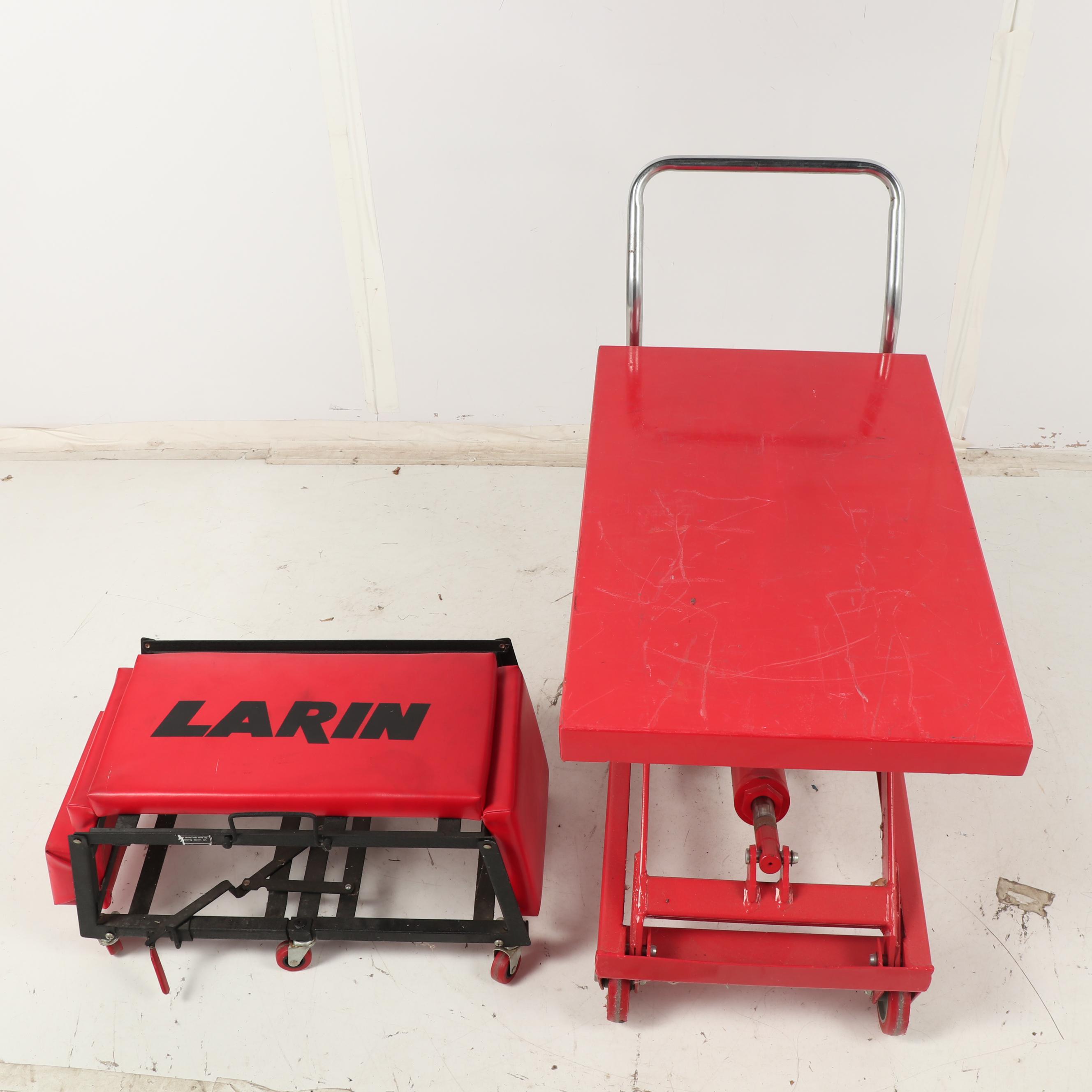 4000 Pound Hydraulic Floor Lift with Larkin Rolling Creeper EBTH