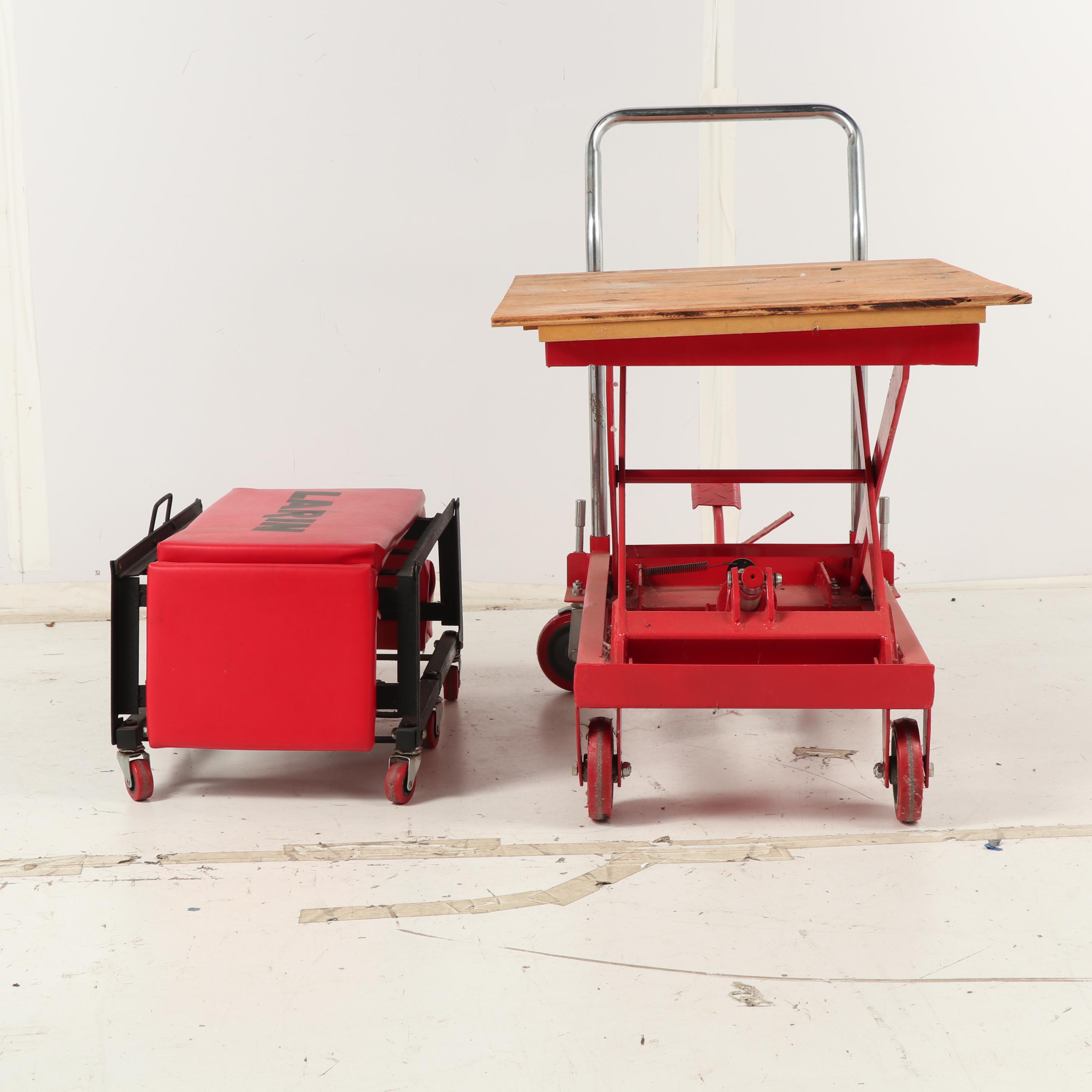 4000 Pound Hydraulic Floor Lift with Larkin Rolling Creeper EBTH