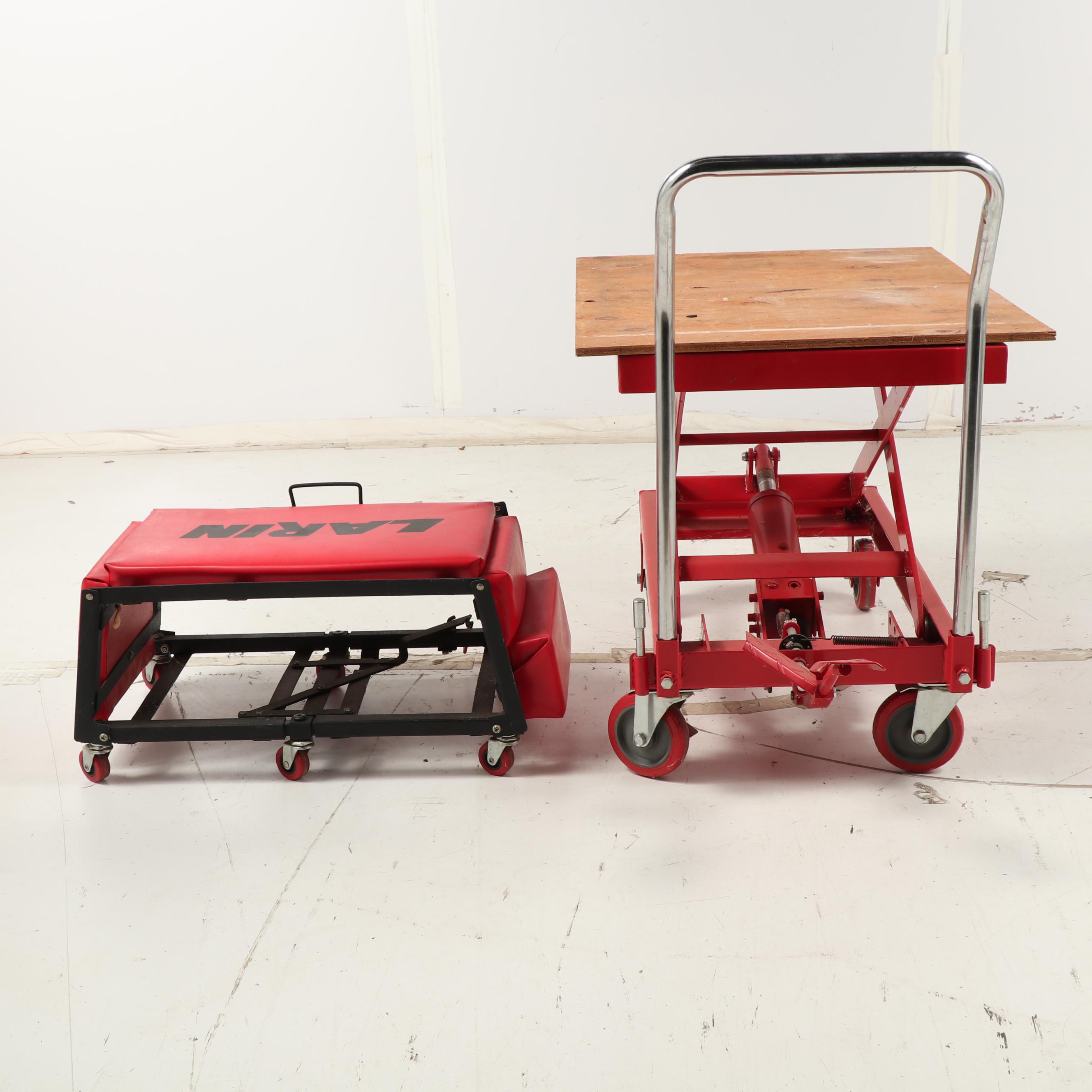 4000 Pound Hydraulic Floor Lift with Larkin Rolling Creeper EBTH