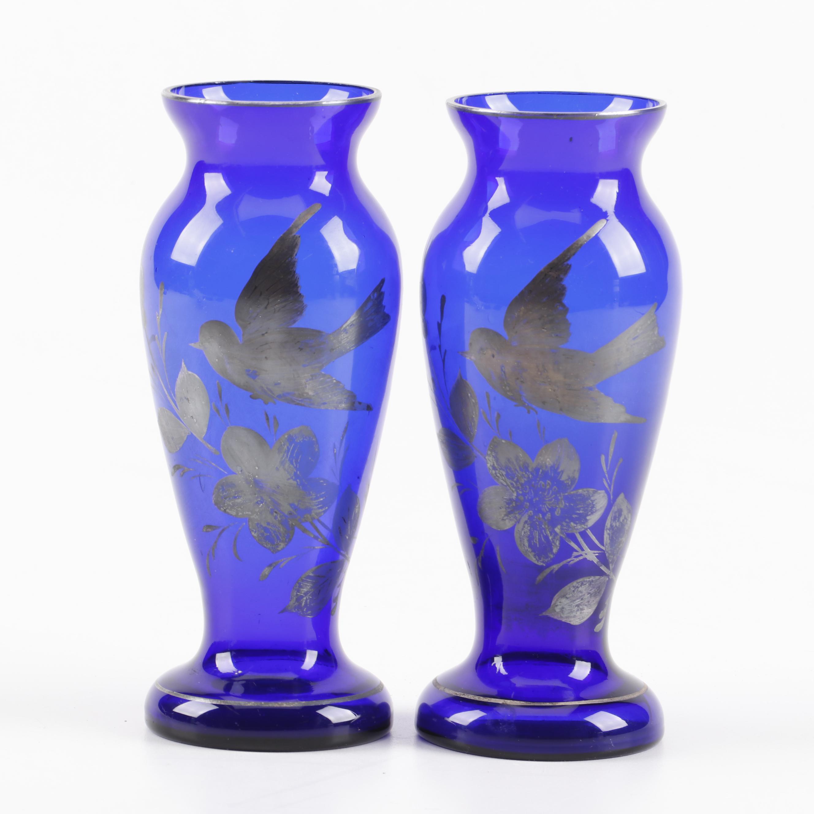 Hand Painted Czech Bohemian Glass Vases Ebth