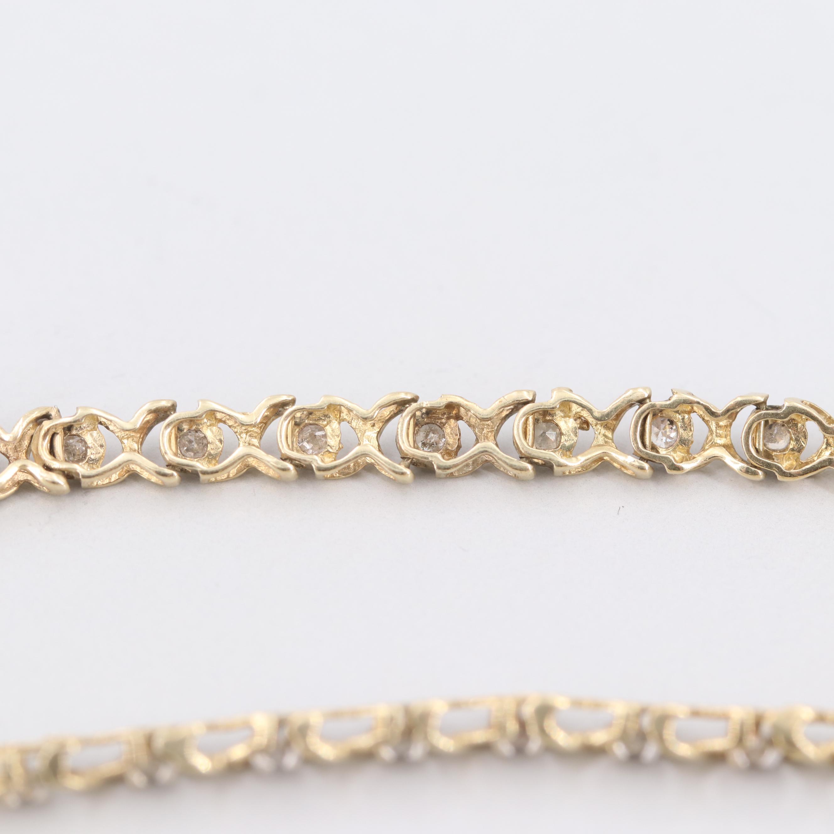 10K Yellow Gold Diamond X and O Bracelet EBTH