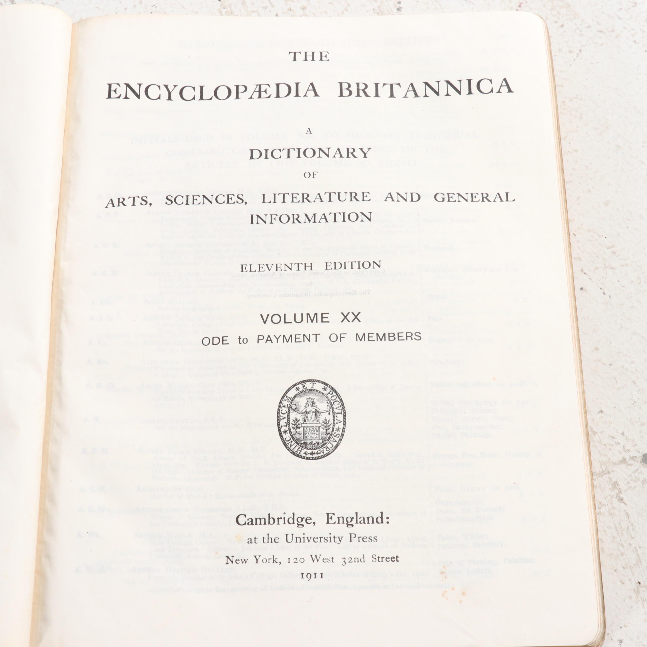 Eleventh Edition "Encyclopaedia Britannica" With Original Bookcase ...