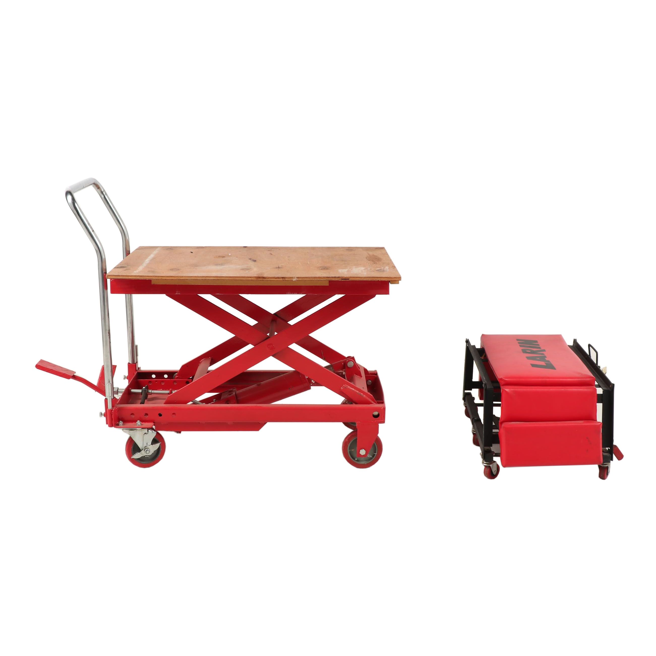 4000 Pound Hydraulic Floor Lift with Larkin Rolling Creeper EBTH