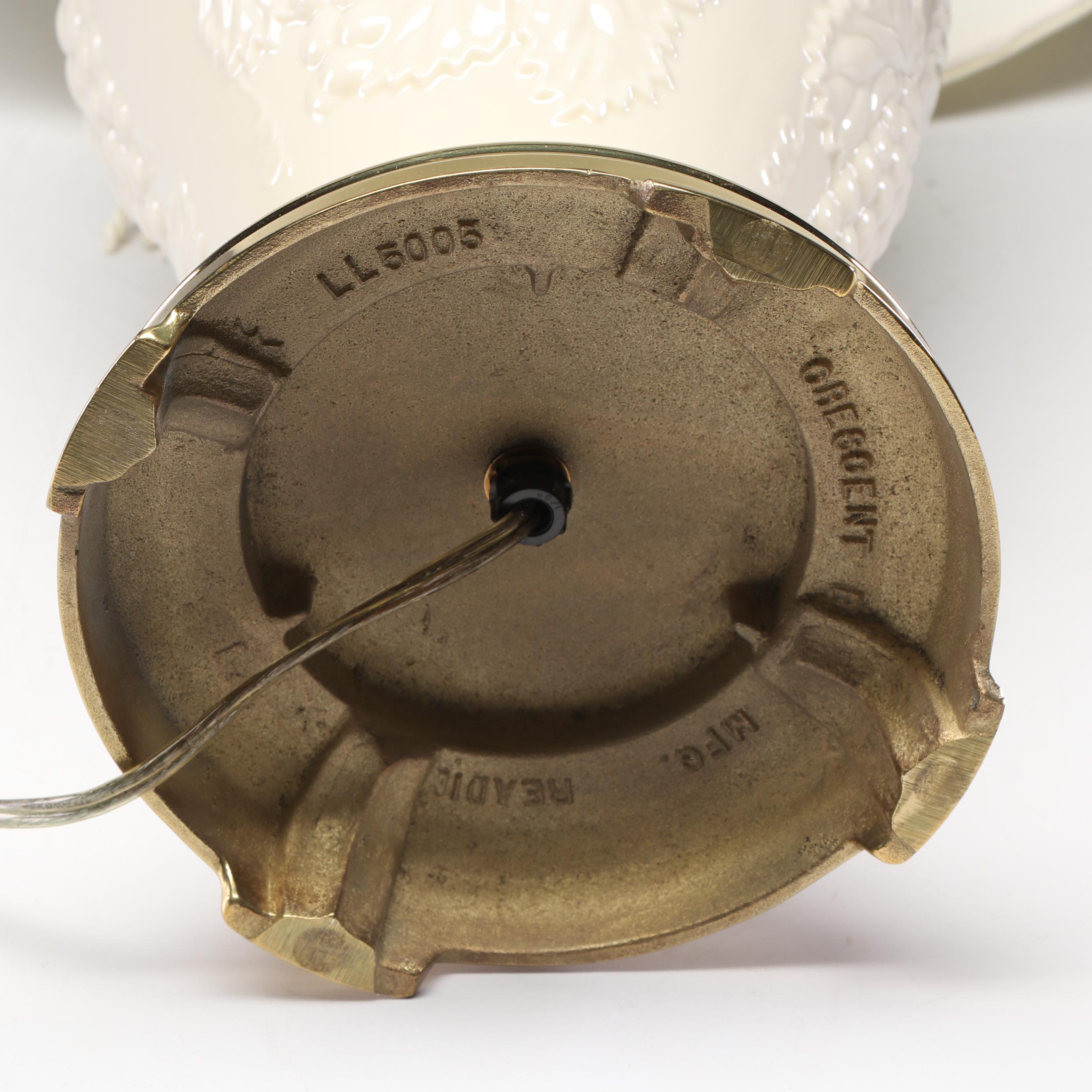 Lenox White Grape Pattern Bone China Table Lamp | EBTH