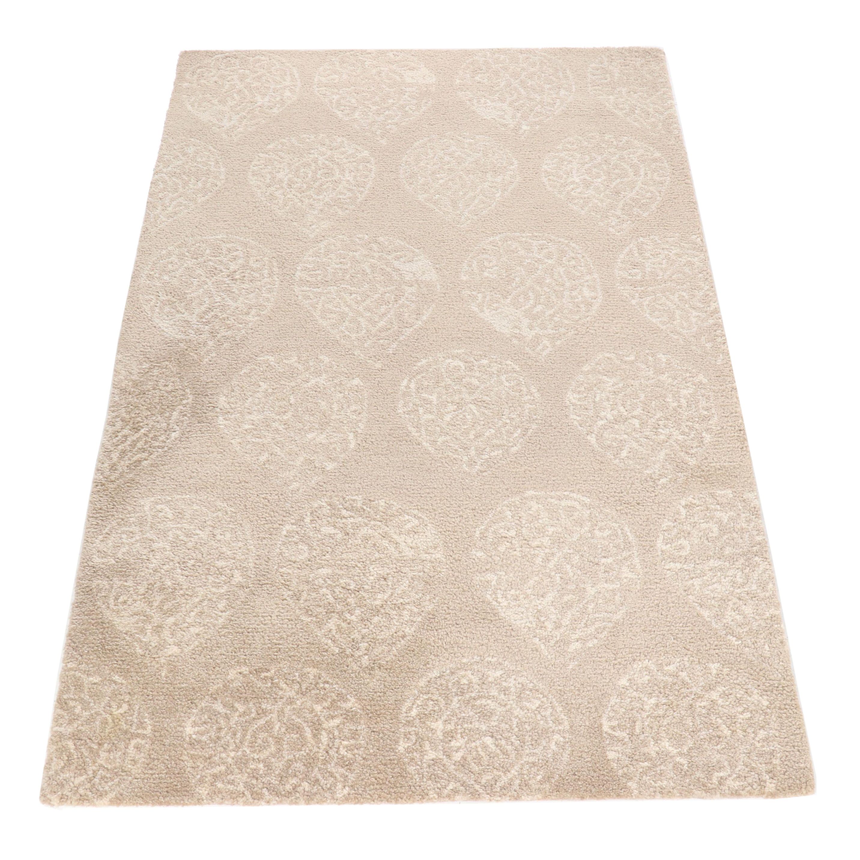 Hand Tufted Pottery Barn Teardrop Medallion Wool Rug Ebth