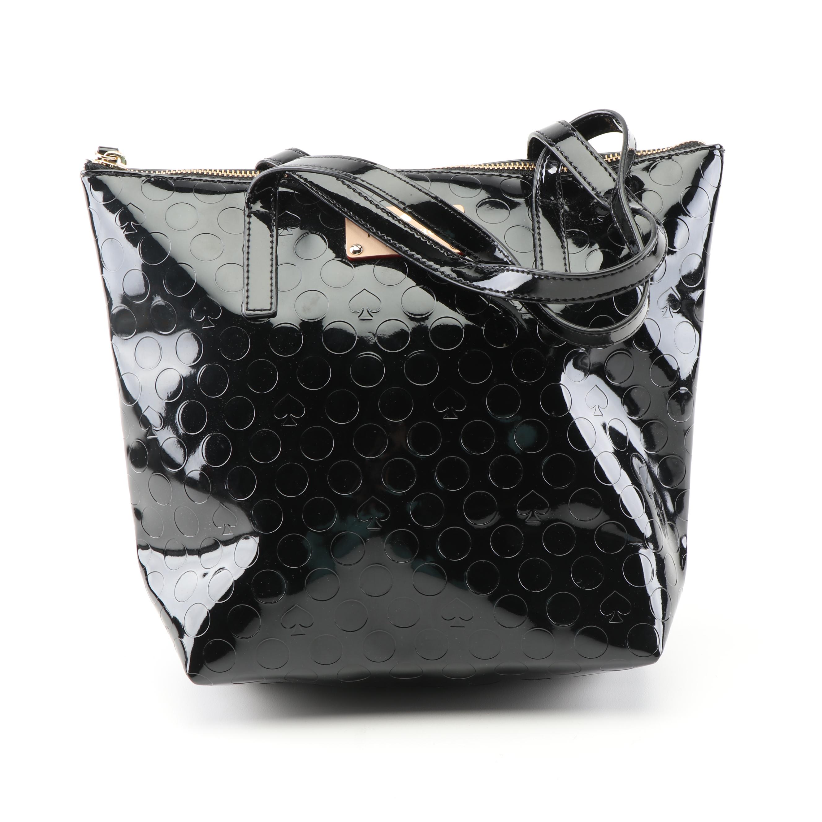 kate spade black patent leather tote