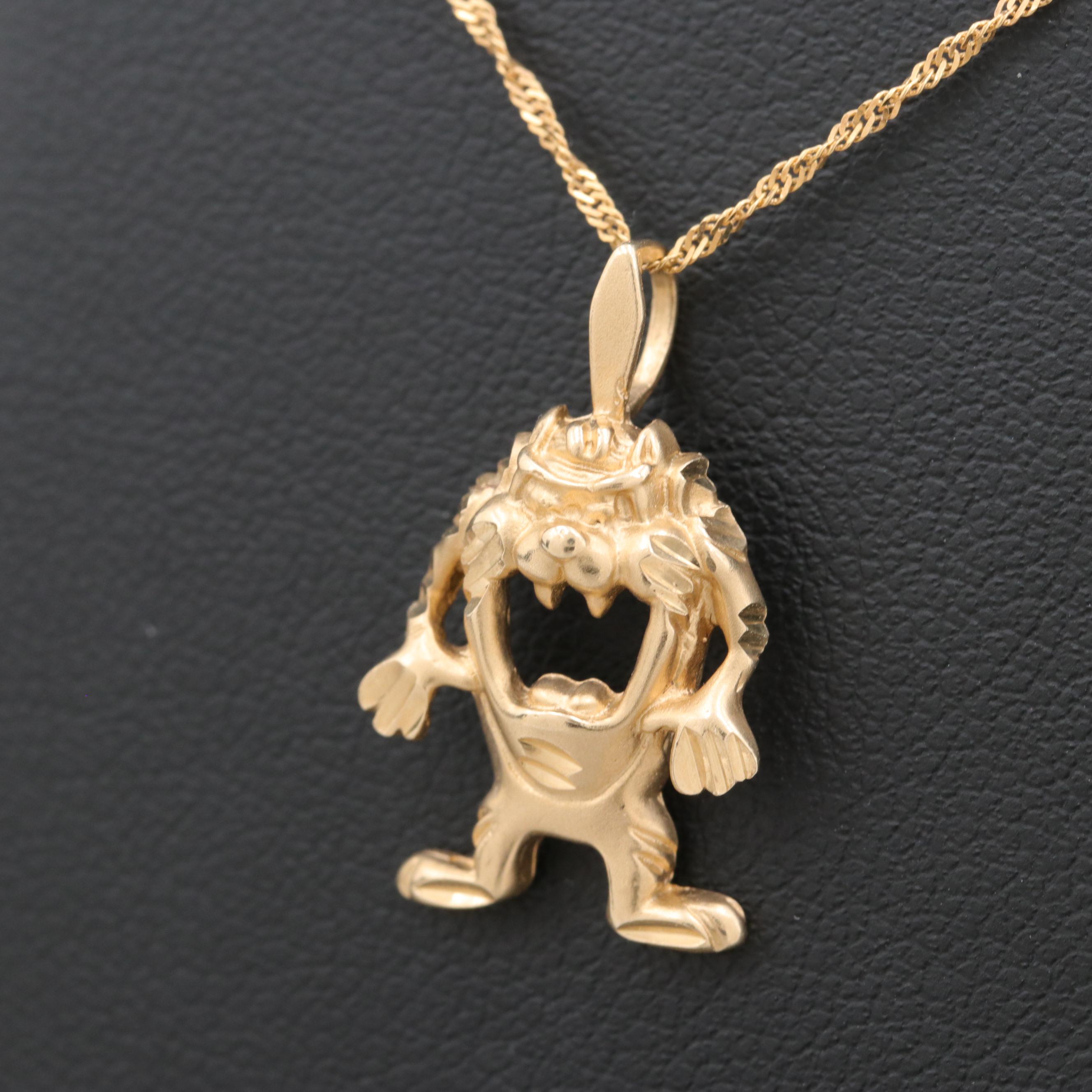 Michael Anthony 14K Yellow Gold "Taz" the Tasmanian Devil Pendant