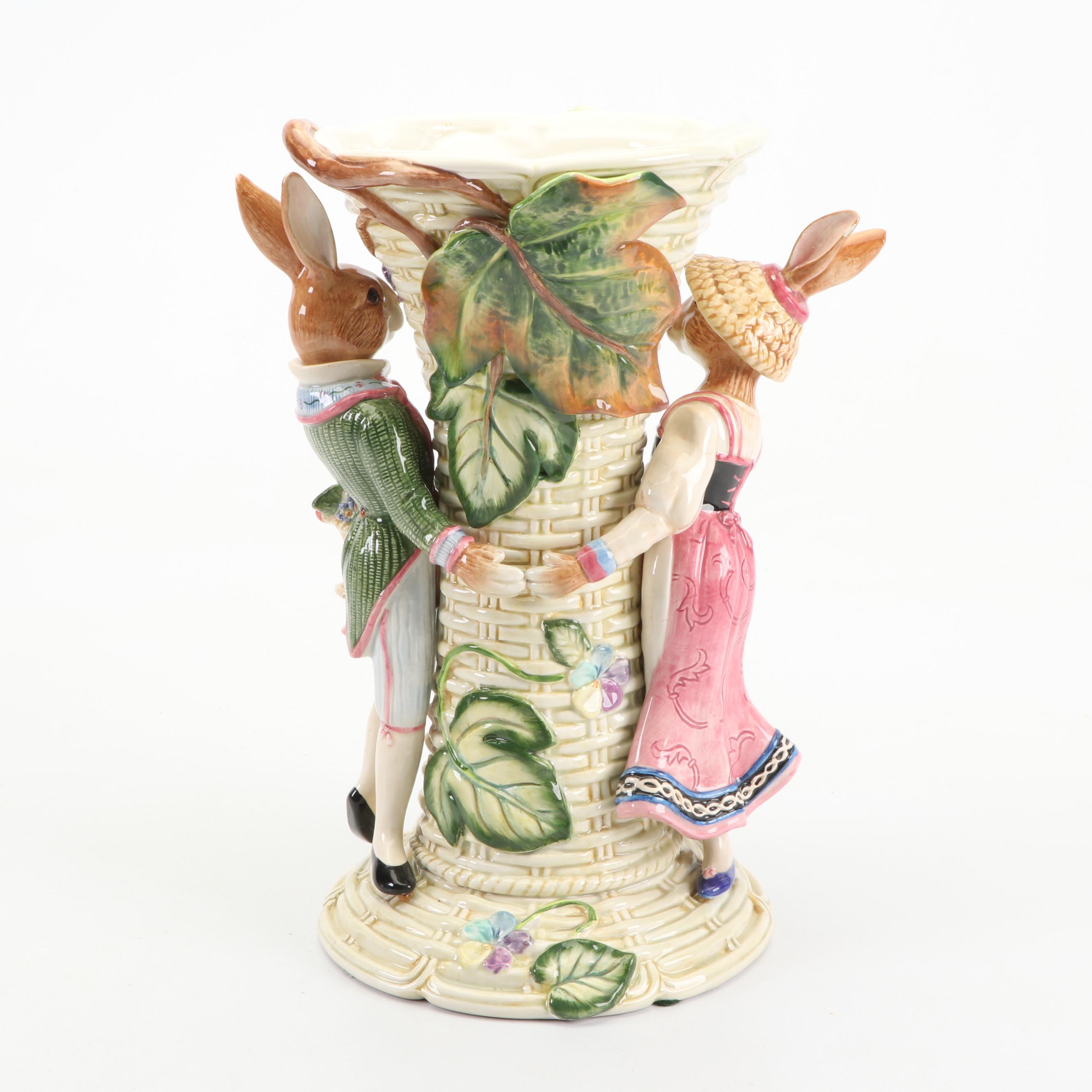 Fitz and Floyd Classics Old World Rabbit Ceramic Vase EBTH