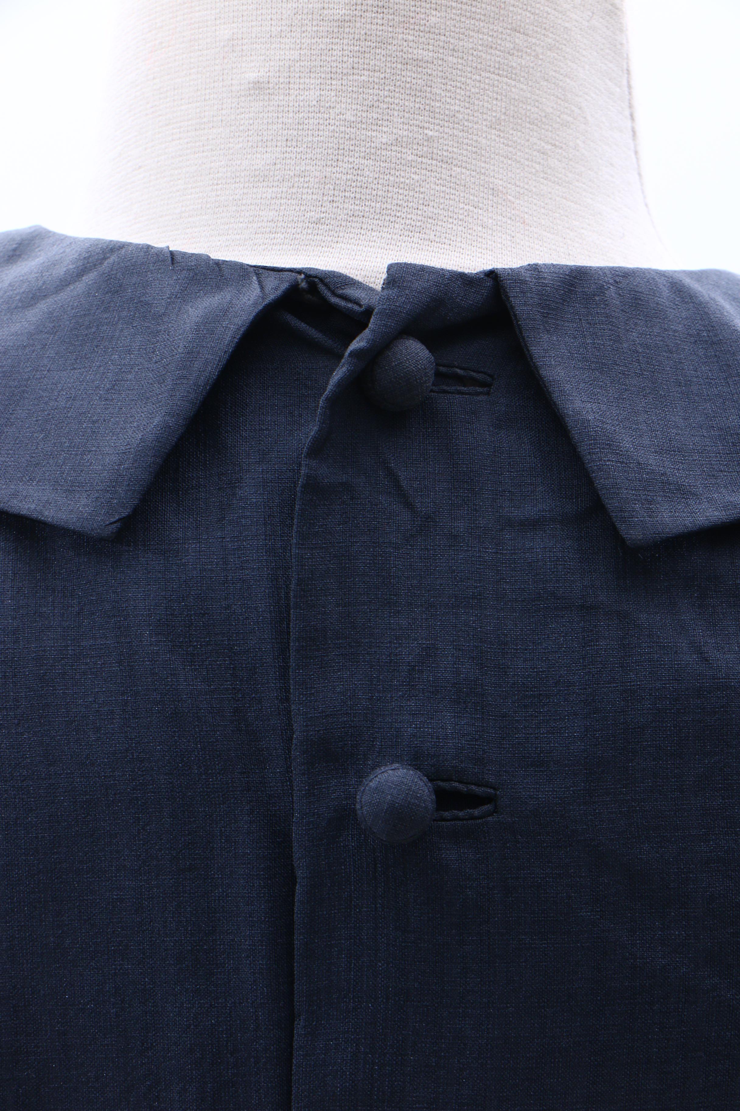 Bergdorf Goodman Black Silk Dress and Blue Uniform Style Dress, 1950s