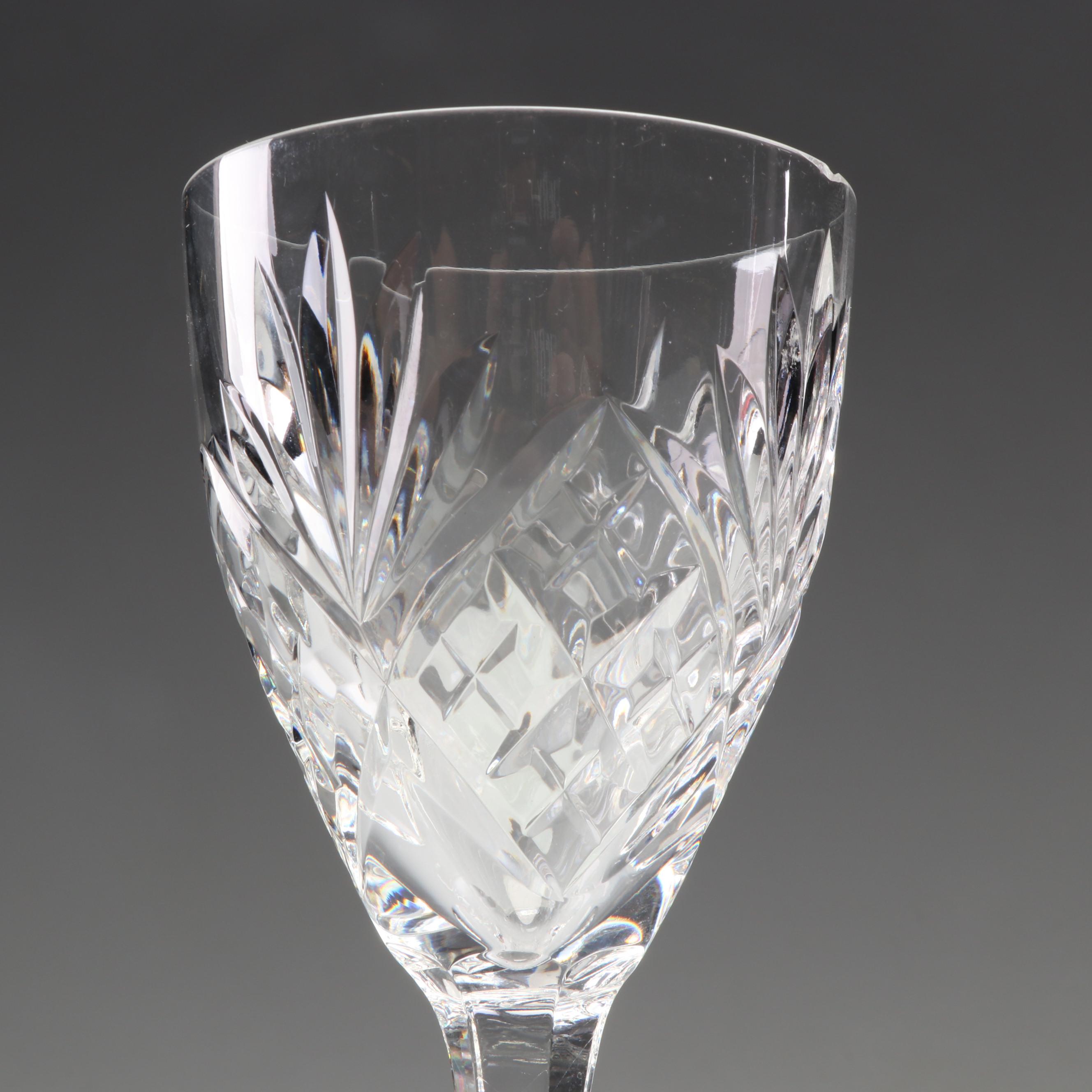 Atlantis Cut Crystal Decanter with St. Louis Crystal Glasses EBTH