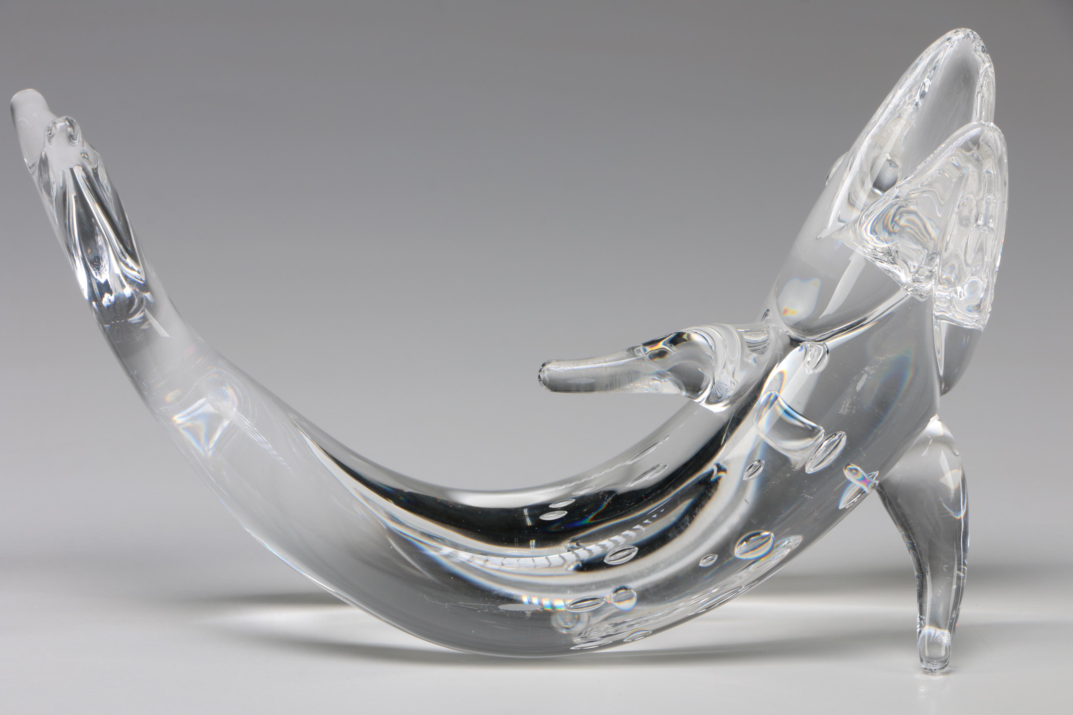 Pair of Steuben Art Glass "Salmon" Figurines Designed by James Houston