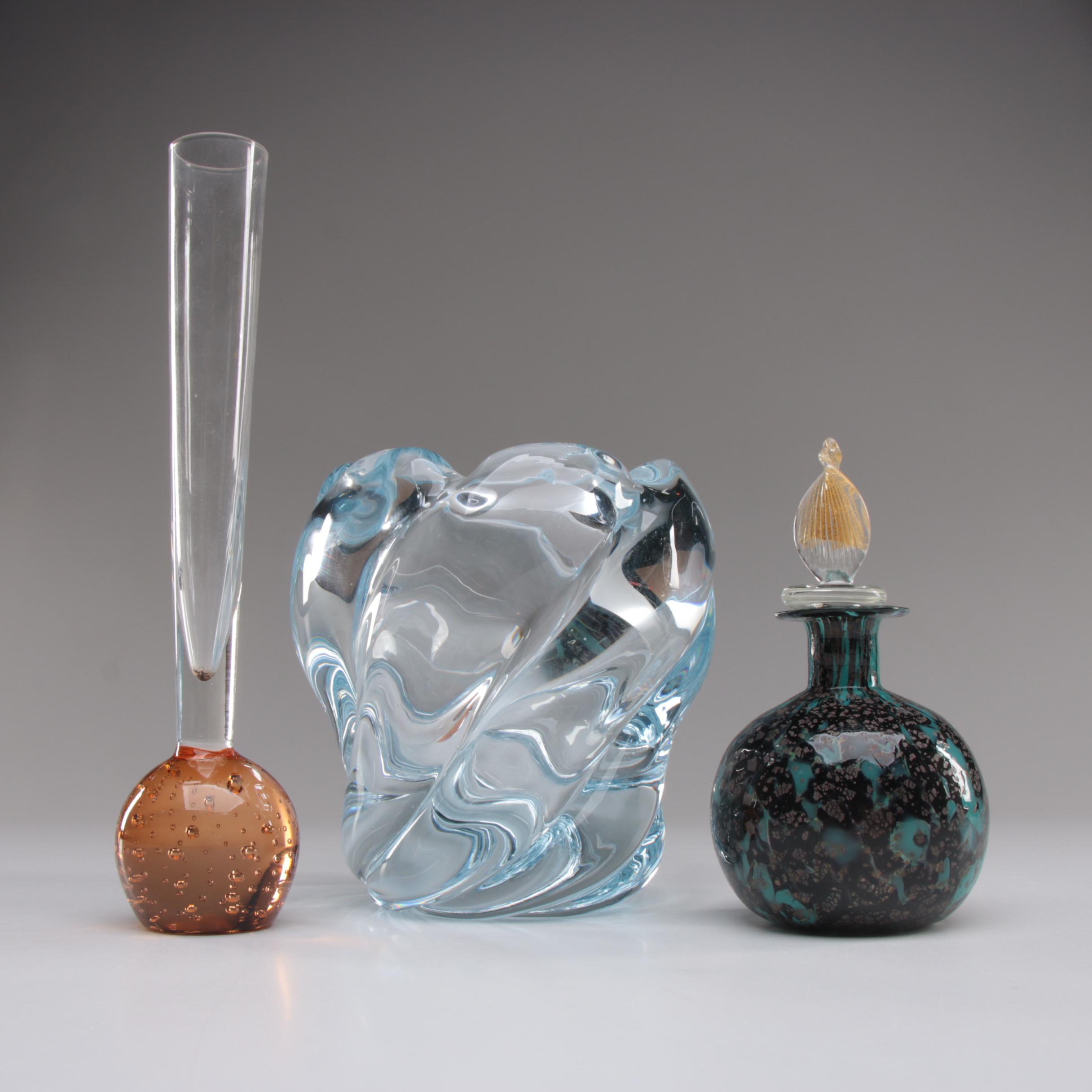 Orrefors Ice Blue Vase And Other Glass Vases Ebth