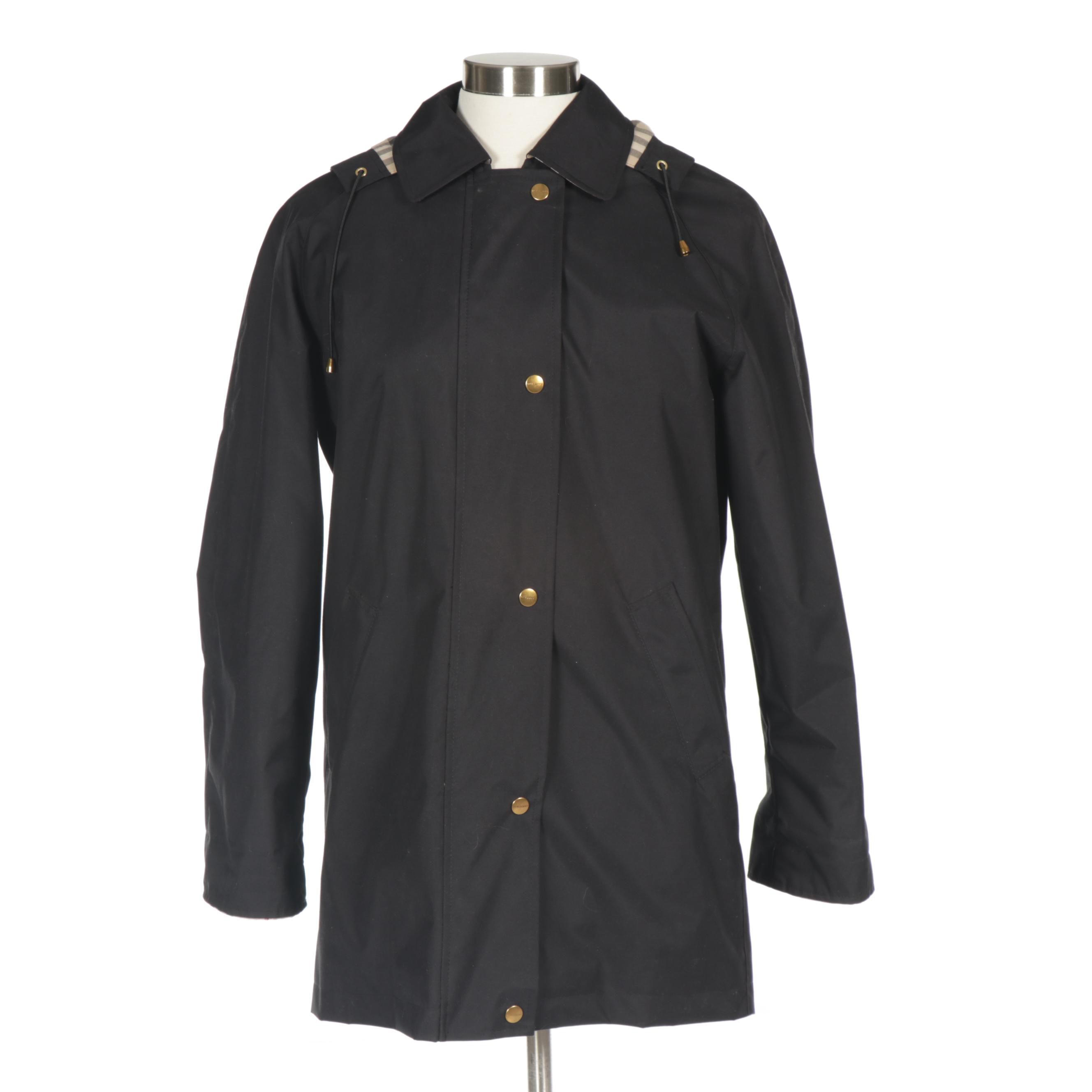 burberry hooded rain jacket women's