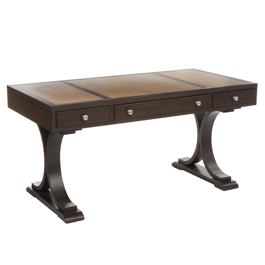 Hooker Furniture Contemporary Gray And Honey Maple Writing Desk Ebth