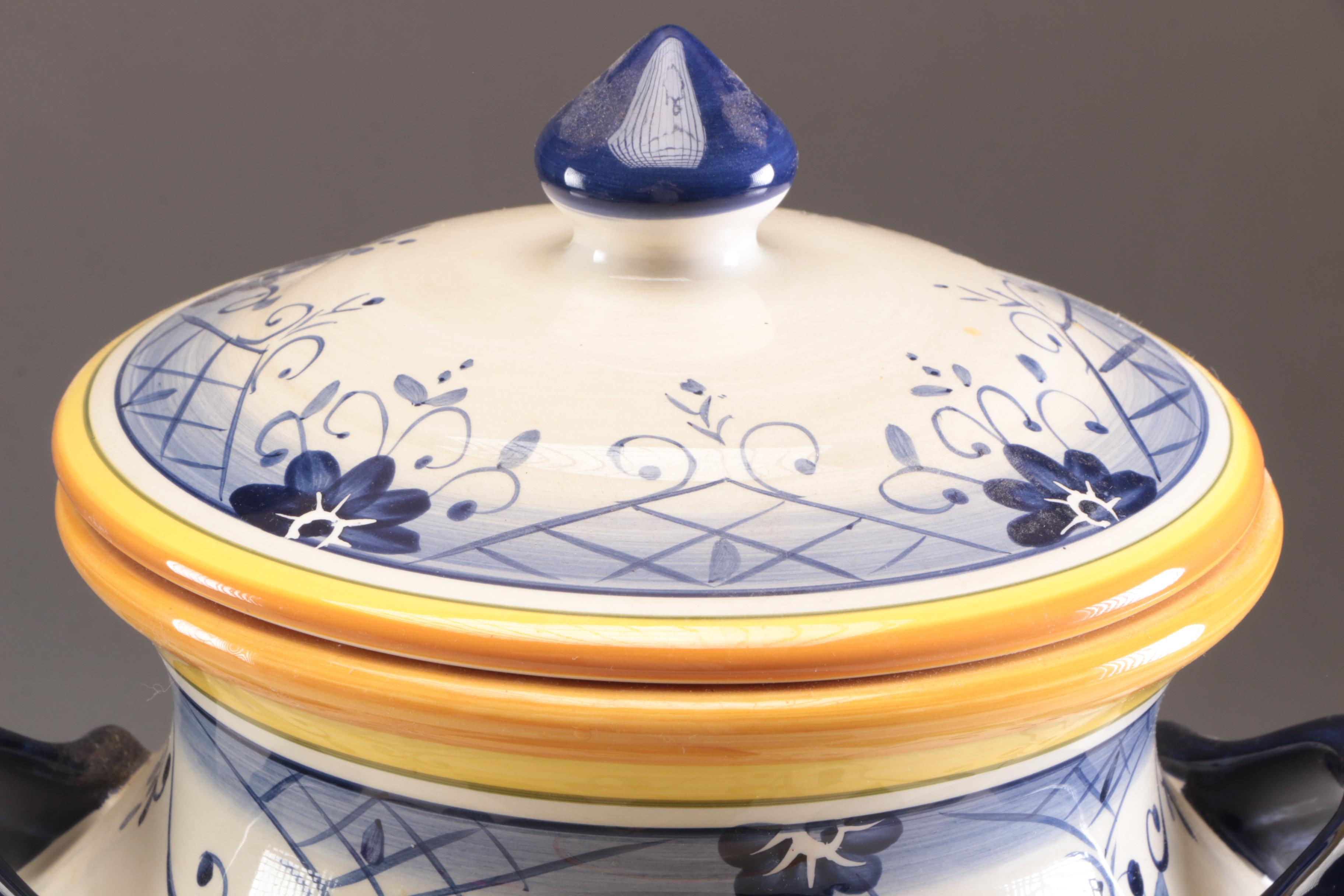 Tabletops Gallery Hand Painted "Tellina" Beverage Dispenser and Punch